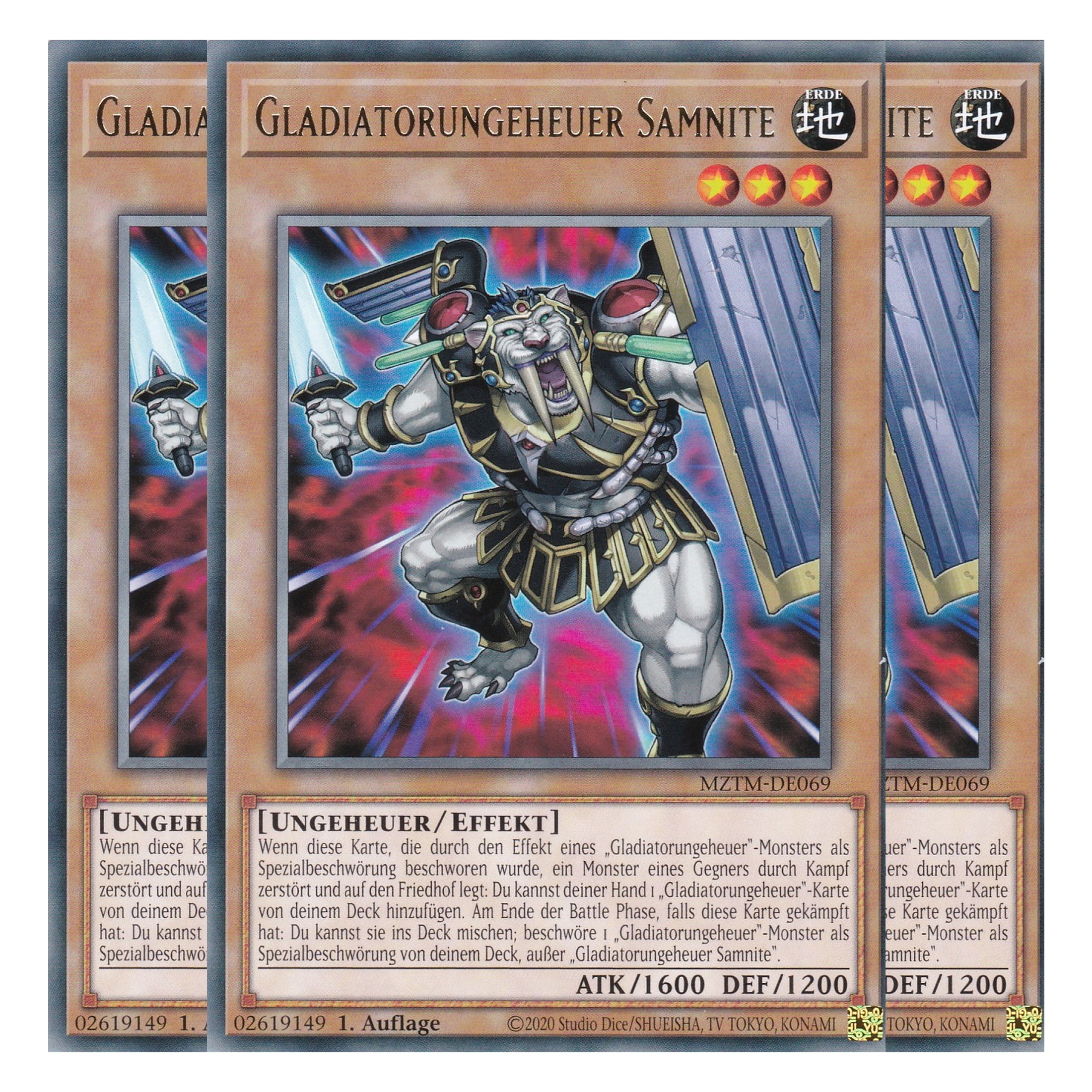 Gladiatorungeheuer Samnite - MZTM-DE069 - Rare - Deutsch - 1. Auflage - Maze of the Master - Playset (3 Kopien) - Yu-Gi-Oh!