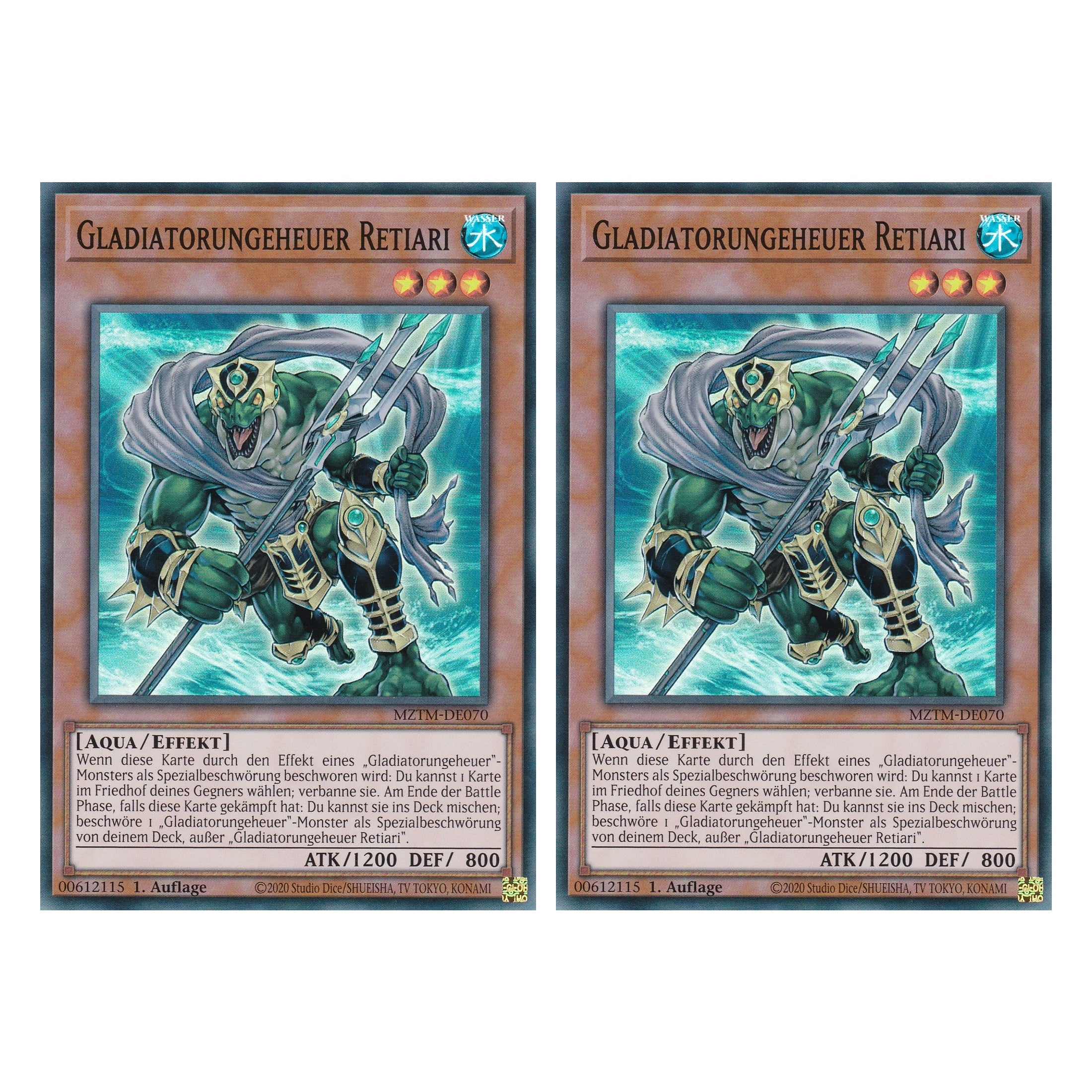 Gladiatorungeheuer Retiari - MZTM-DE070 - Super Rare - Deutsch - 1. Auflage - Maze of the Master - Duo Set (2 Stück) - Yu-Gi-Oh!