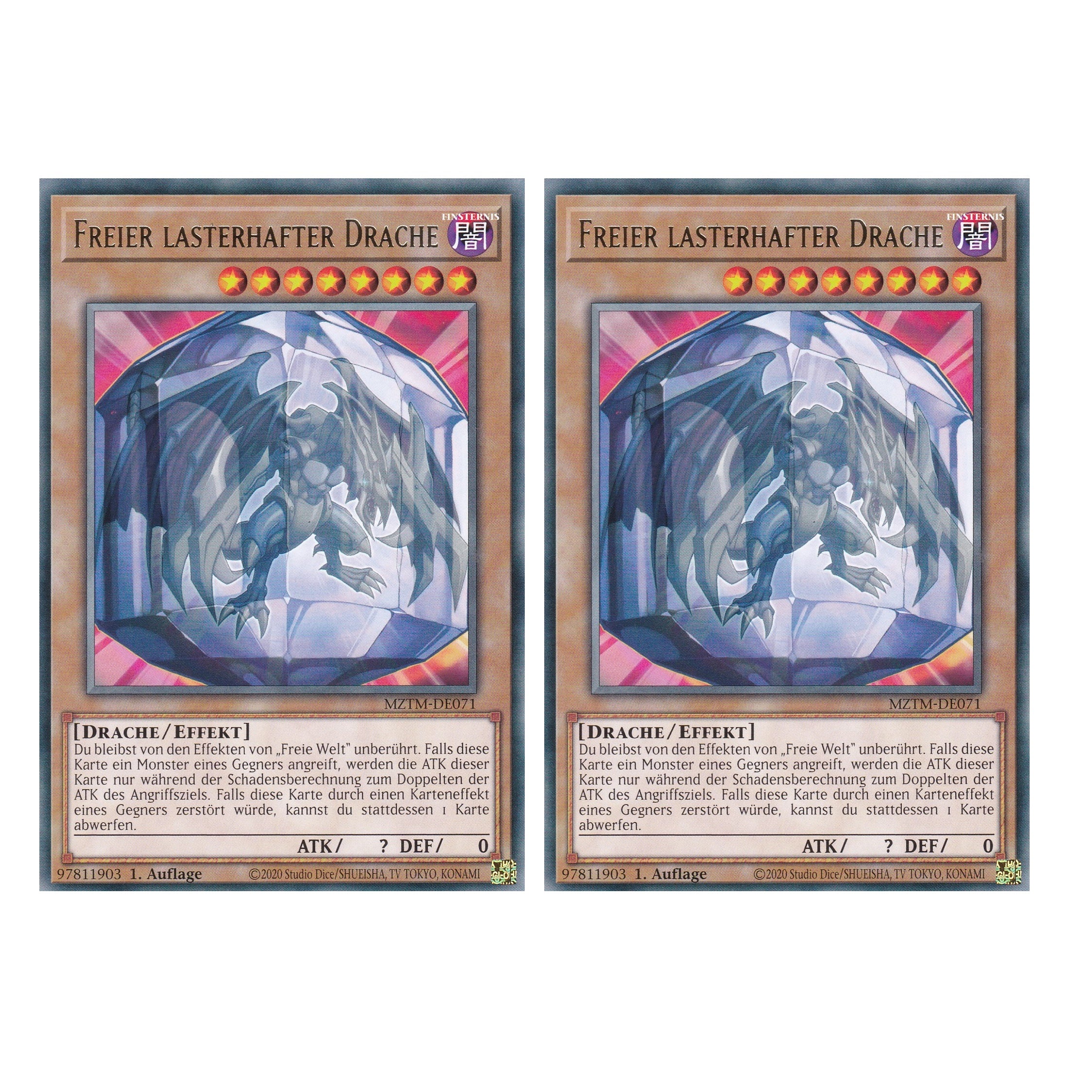 Freier lasterhafter Drache - MZTM-DE071 - Rare - Deutsch - 1. Auflage - Maze of the Master - Duo Set (2 Stück) - Yu-Gi-Oh!