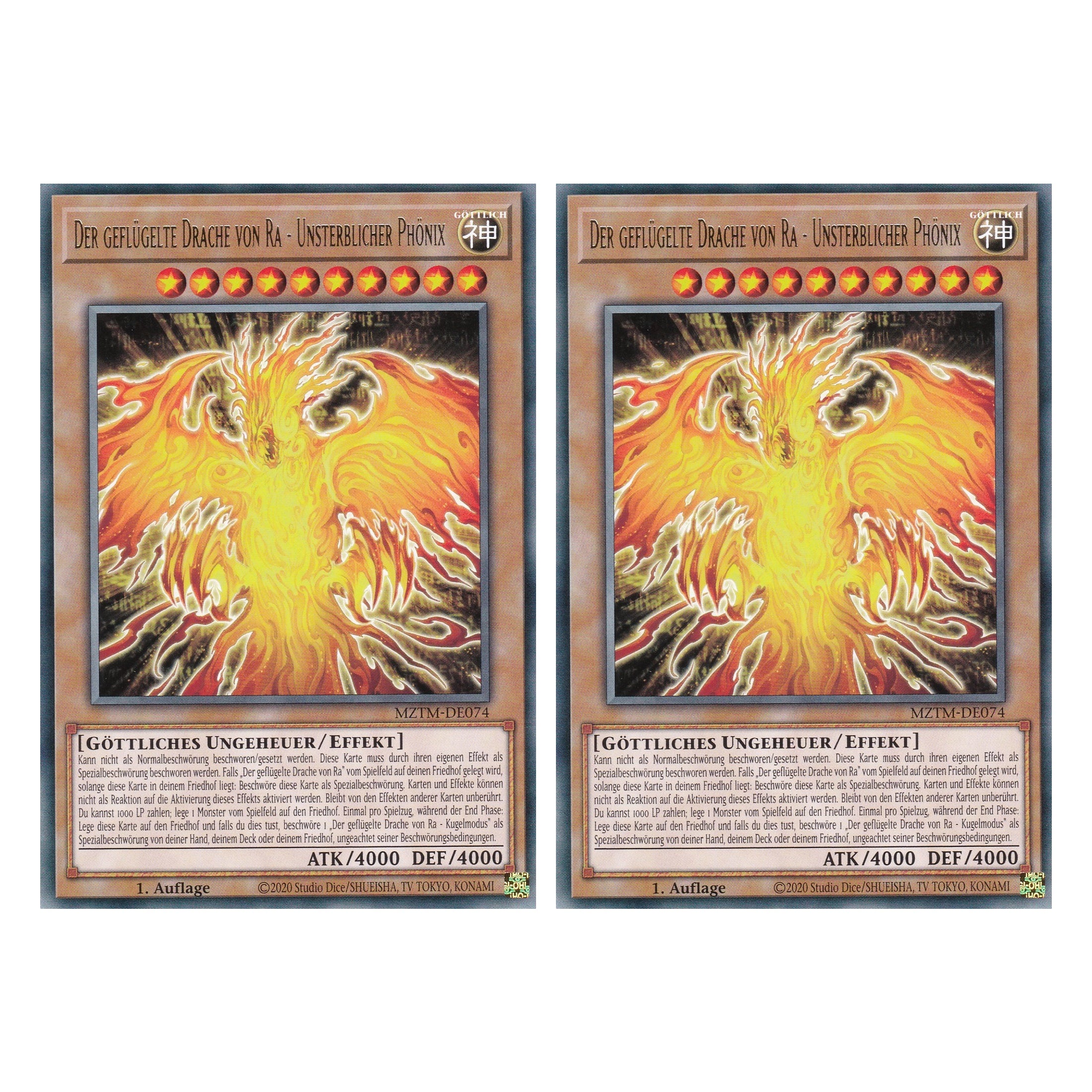 Der geflügelte Drache von Ra - Unsterblicher Phönix - MZTM-DE074 - Rare - Deutsch - 1. Auflage - Maze of the Master - Duo Set (2 Stück) - Yu-Gi-Oh!