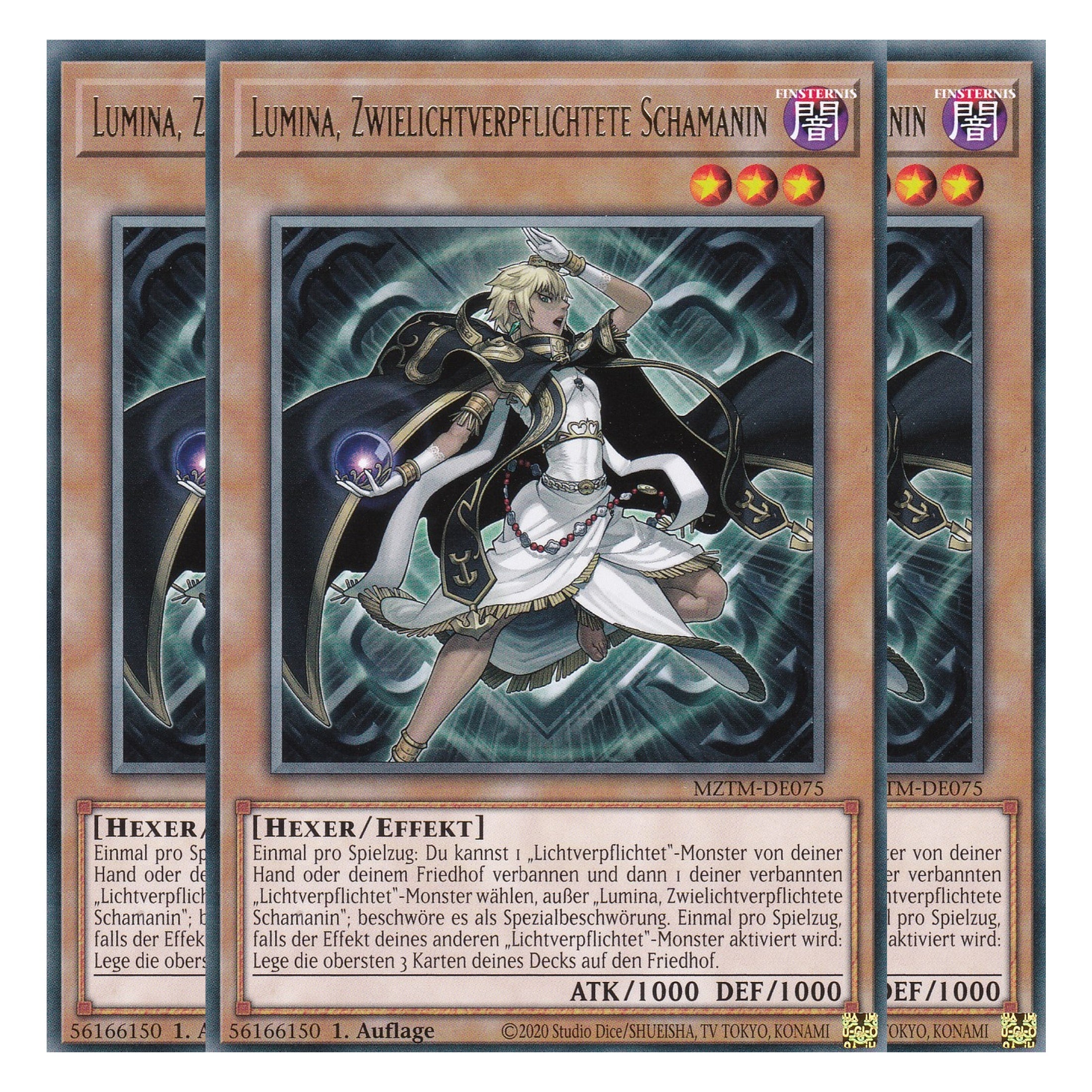Lumina, Zwielichtverpflichtete Schamanin - MZTM-DE075 - Rare - Deutsch - 1. Auflage - Maze of the Master - Playset (3 Kopien) - Yu-Gi-Oh!