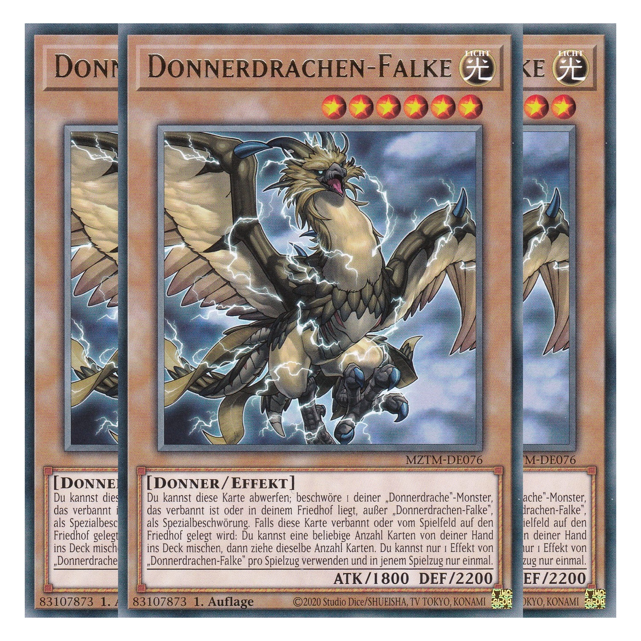 Donnerdrachen-Falke - MZTM-DE076 - Rare - Deutsch - 1. Auflage - Maze of the Master - Playset (3 Kopien) - Yu-Gi-Oh!
