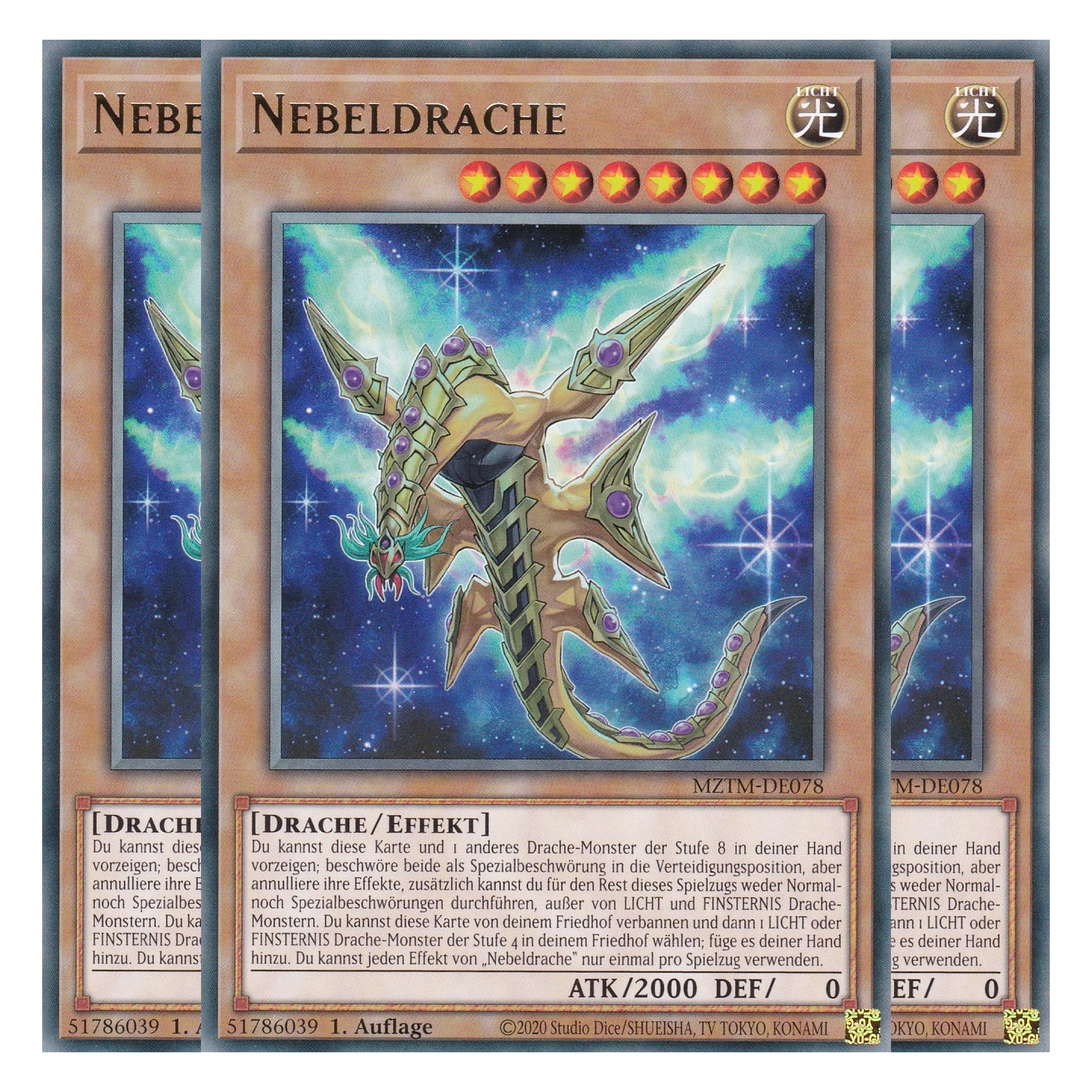 Nebeldrache - MZTM-DE078 - Rare - Deutsch - 1. Auflage - Maze of the Master - Playset (3 Kopien) - Yu-Gi-Oh!
