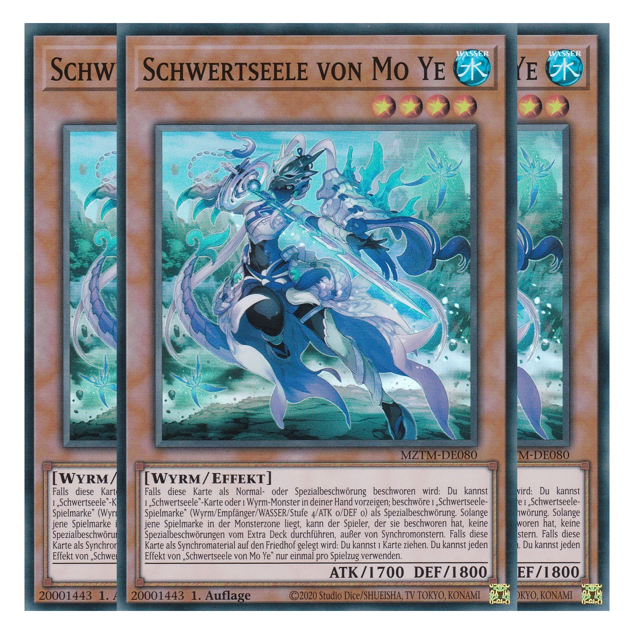 Schwertseele von Mo Ye - MZTM-DE080 - Super Rare - Deutsch - 1. Auflage - Maze of the Master - Playset (3 Kopien) - Yu-Gi-Oh!
