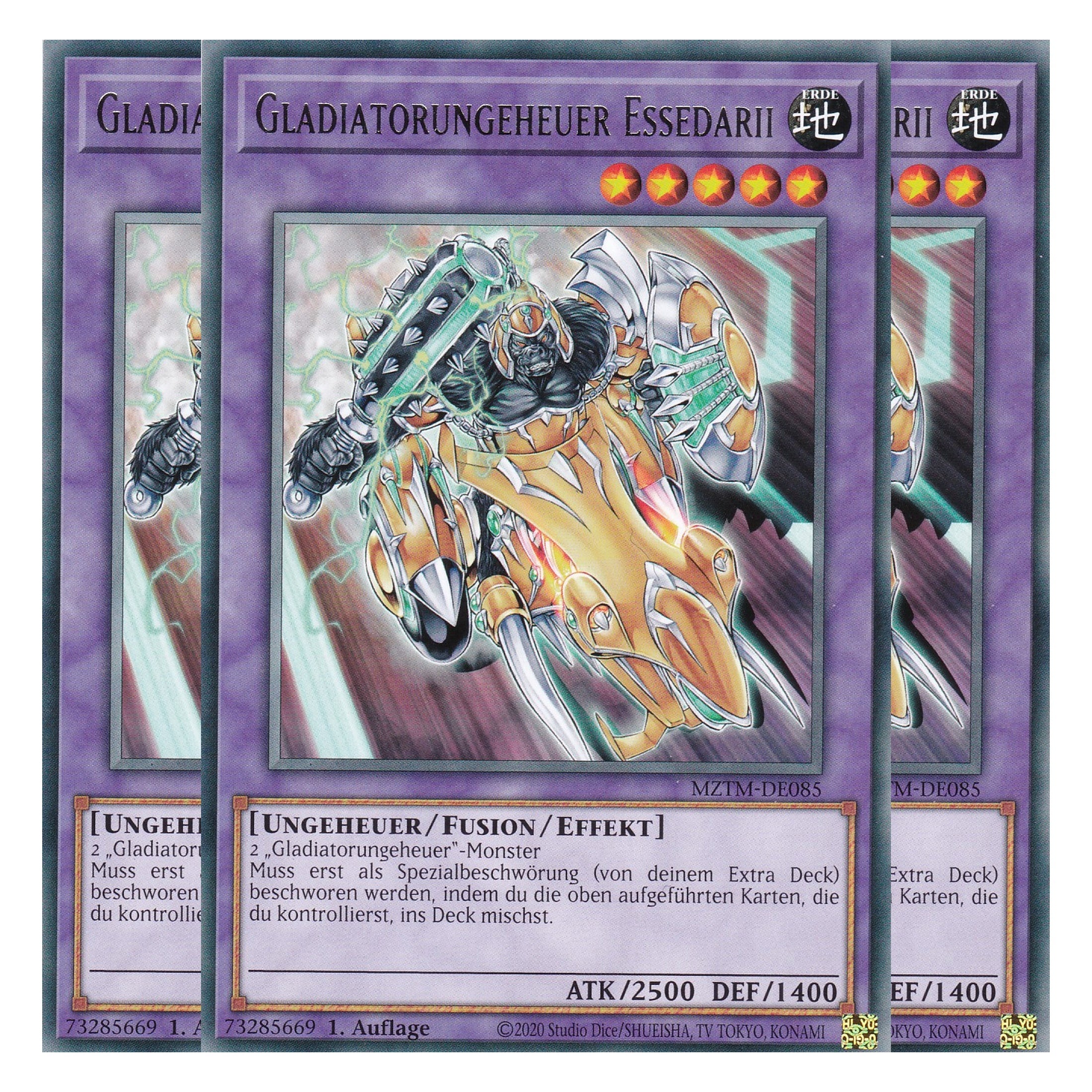 Gladiatorungeheuer Essedarii - MZTM-DE085 - Rare - Deutsch - 1. Auflage - Maze of the Master - Playset (3 Kopien) - Yu-Gi-Oh!