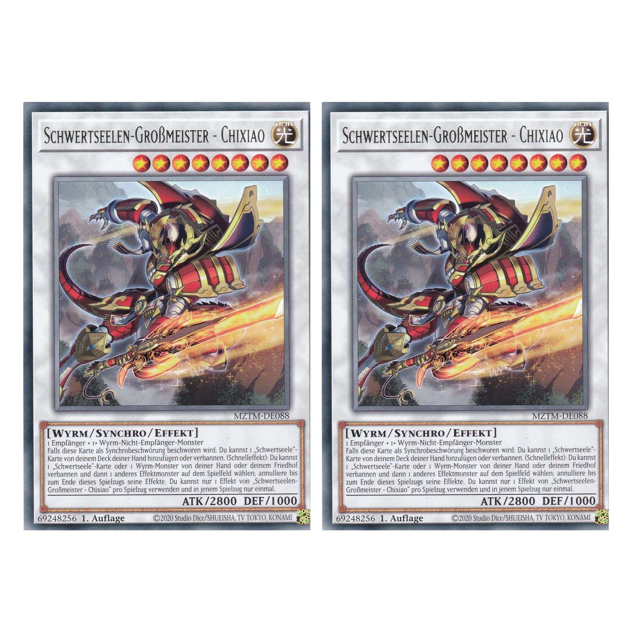 Schwertseelen-Großmeister - Chixiao - MZTM-DE088 - Rare - Deutsch - 1. Auflage - Maze of the Master - Duo Set (2 Stück) - Yu-Gi-Oh!