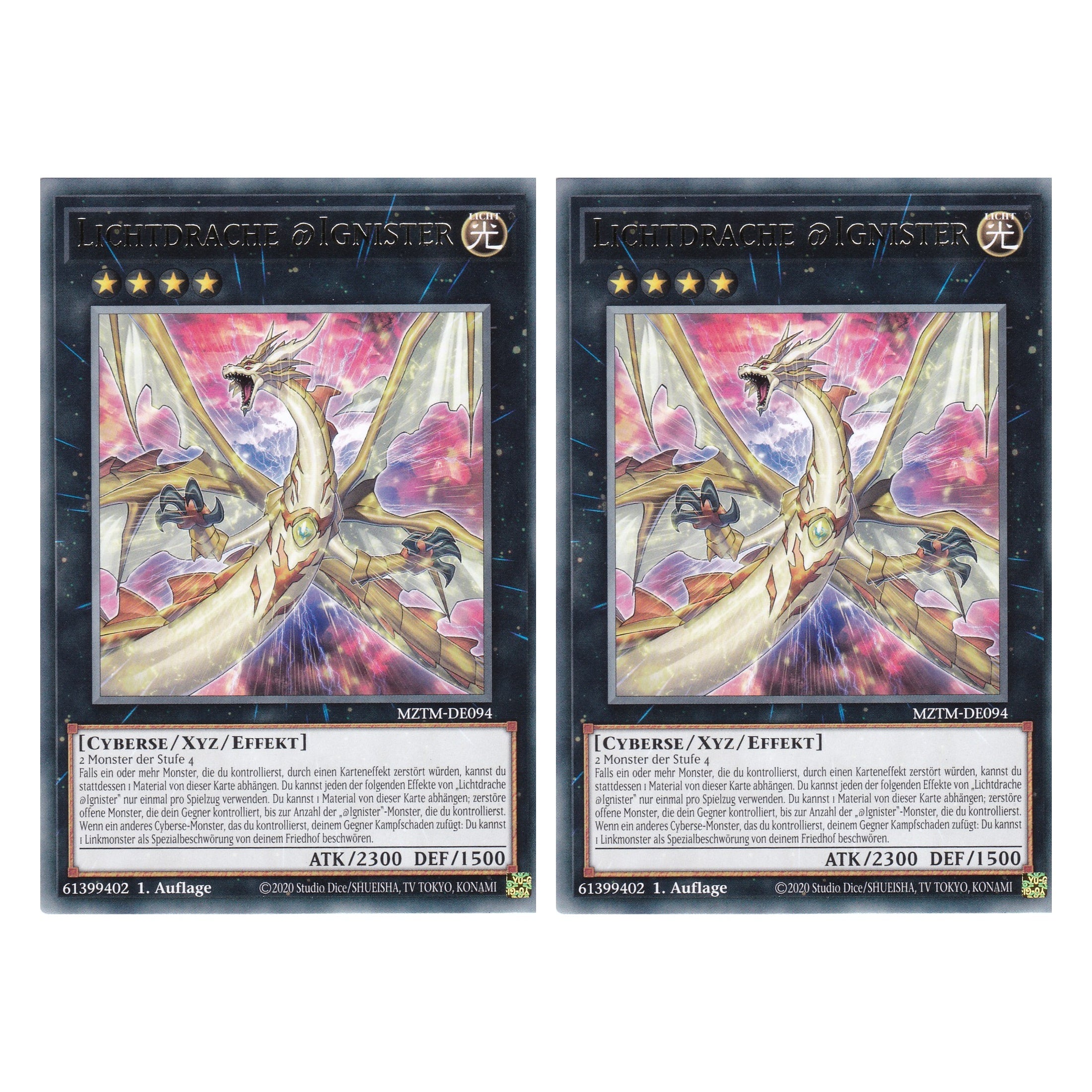 Lichtdrache @Ignister - MZTM-DE094 - Rare - Deutsch - 1. Auflage - Maze of the Master - Duo Set (2 Stück) - Yu-Gi-Oh!