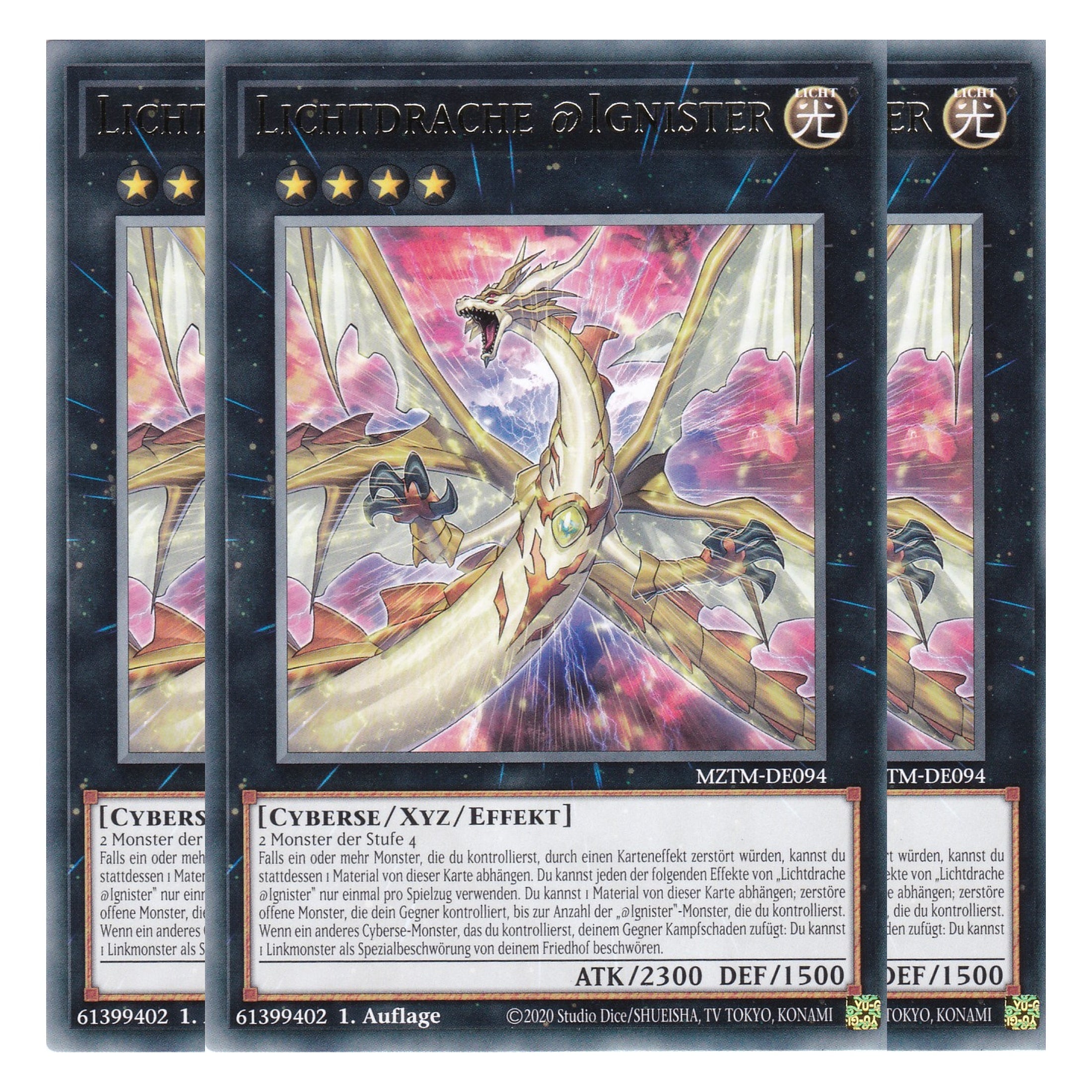 Lichtdrache @Ignister - MZTM-DE094 - Rare - Deutsch - 1. Auflage - Maze of the Master - Playset (3 Kopien) - Yu-Gi-Oh!