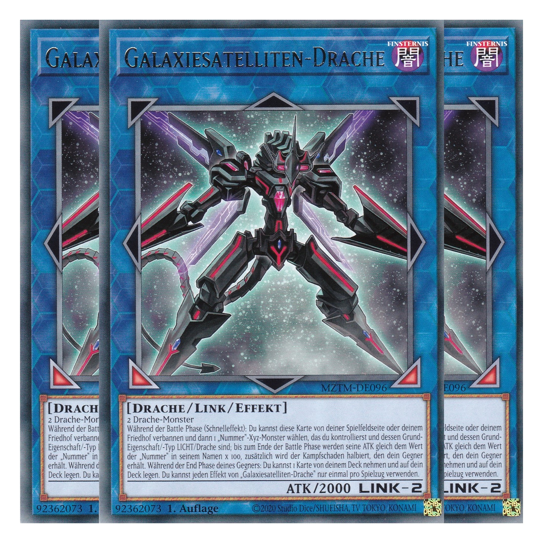 Galaxiesatelliten-Drache - MZTM-DE096 - Rare - Deutsch - 1. Auflage - Maze of the Master - Playset (3 Kopien) - Yu-Gi-Oh!