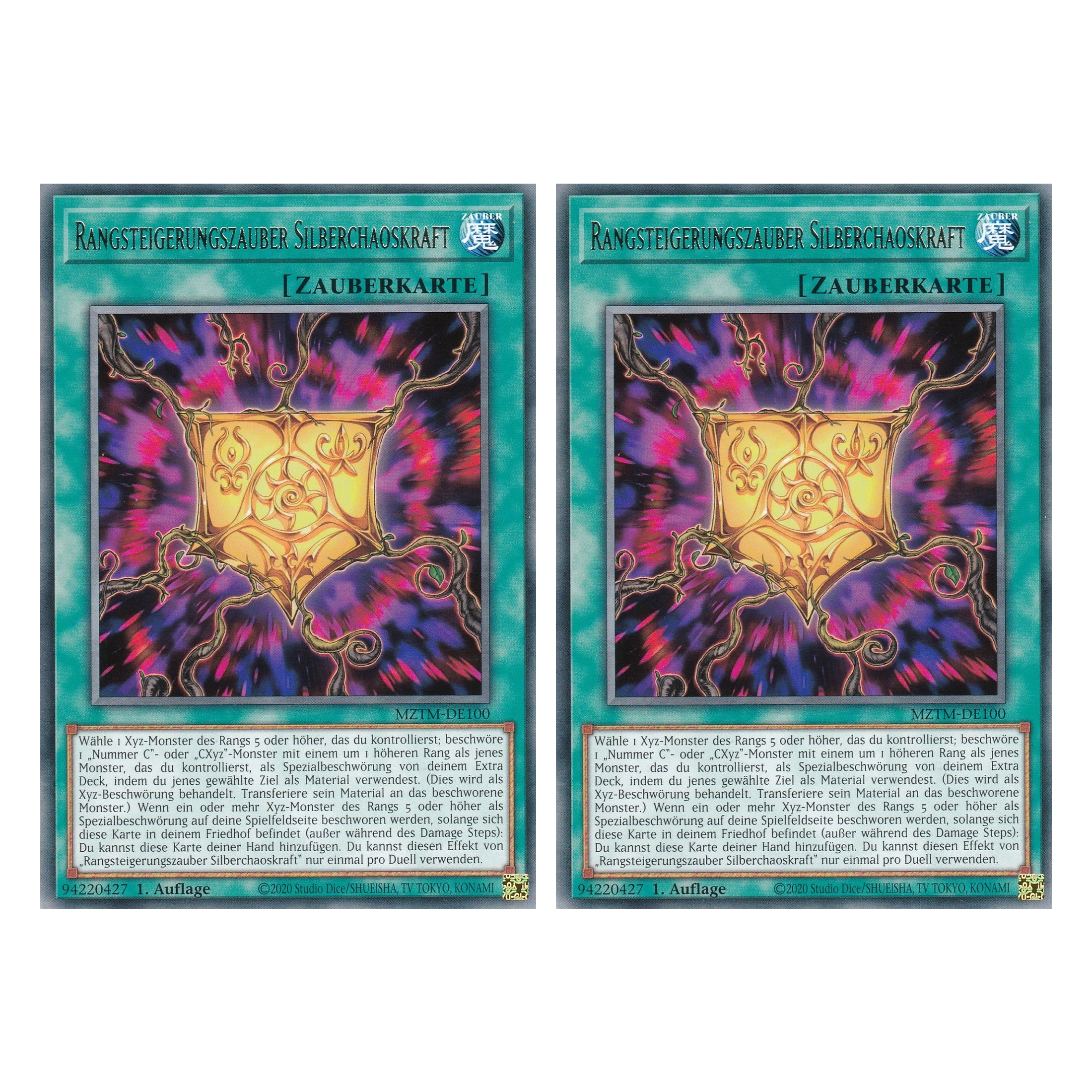 Rangsteigerungszauber Silberchaoskraft - MZTM-DE100 - Rare - Deutsch - 1. Auflage - Maze of the Master - Duo Set (2 Stück) - Yu-Gi-Oh!