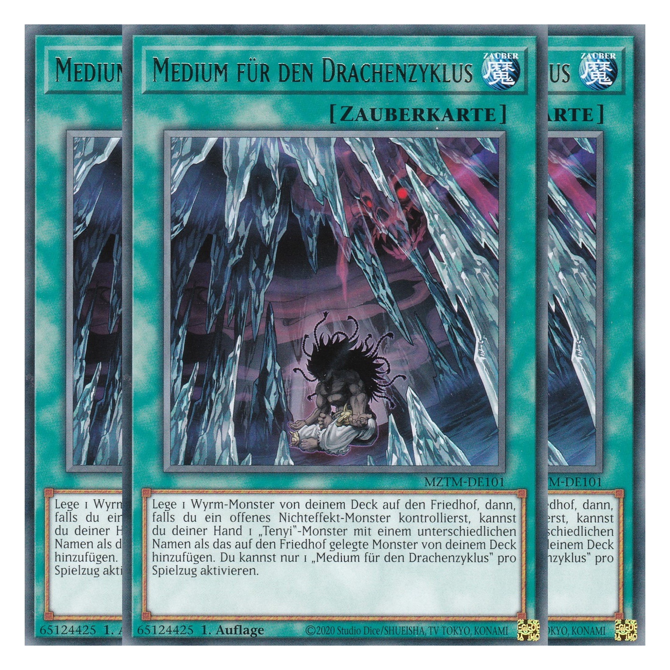 Medium für den Drachenzyklus - MZTM-DE101 - Rare - Deutsch - 1. Auflage - Maze of the Master - Playset (3 Kopien) - Yu-Gi-Oh!
