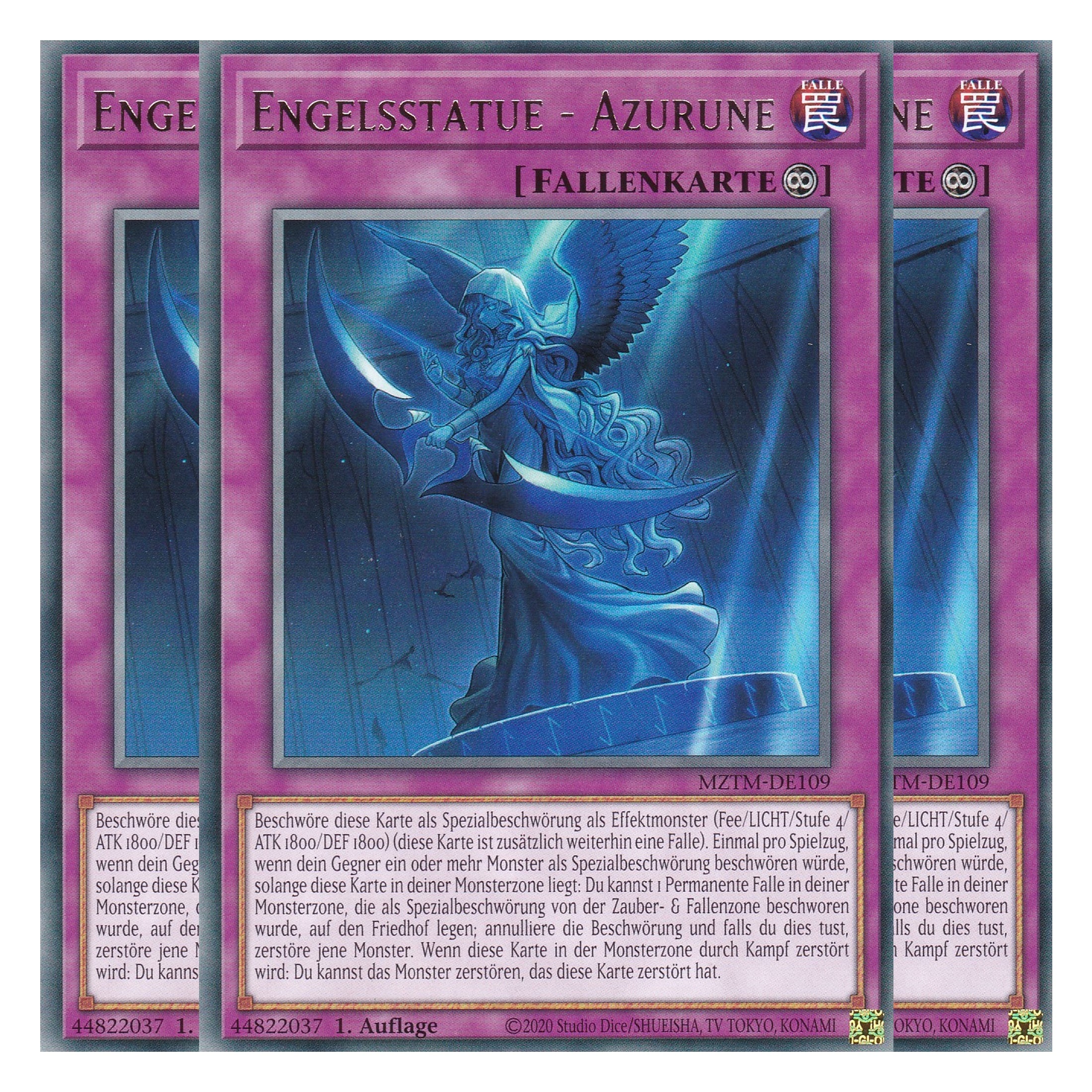 Engelsstatue - Azurune - MZTM-DE109 - Rare - Deutsch - 1. Auflage - Maze of the Master - Playset (3 Kopien) - Yu-Gi-Oh!