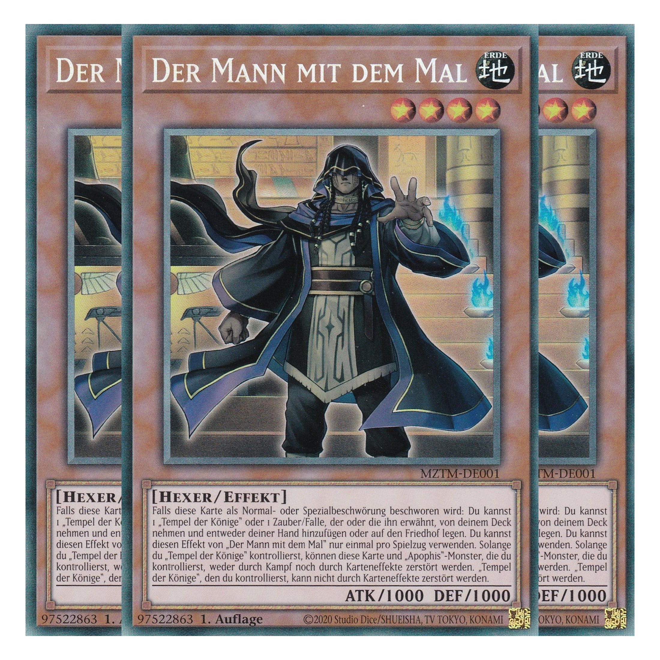 Der Mann mit dem Mal - MZTM-DE001 - Collector’s Rare - Deutsch - 1. Auflage - Maze of the Master - Playset (3 Kopien) - Yu-Gi-Oh!