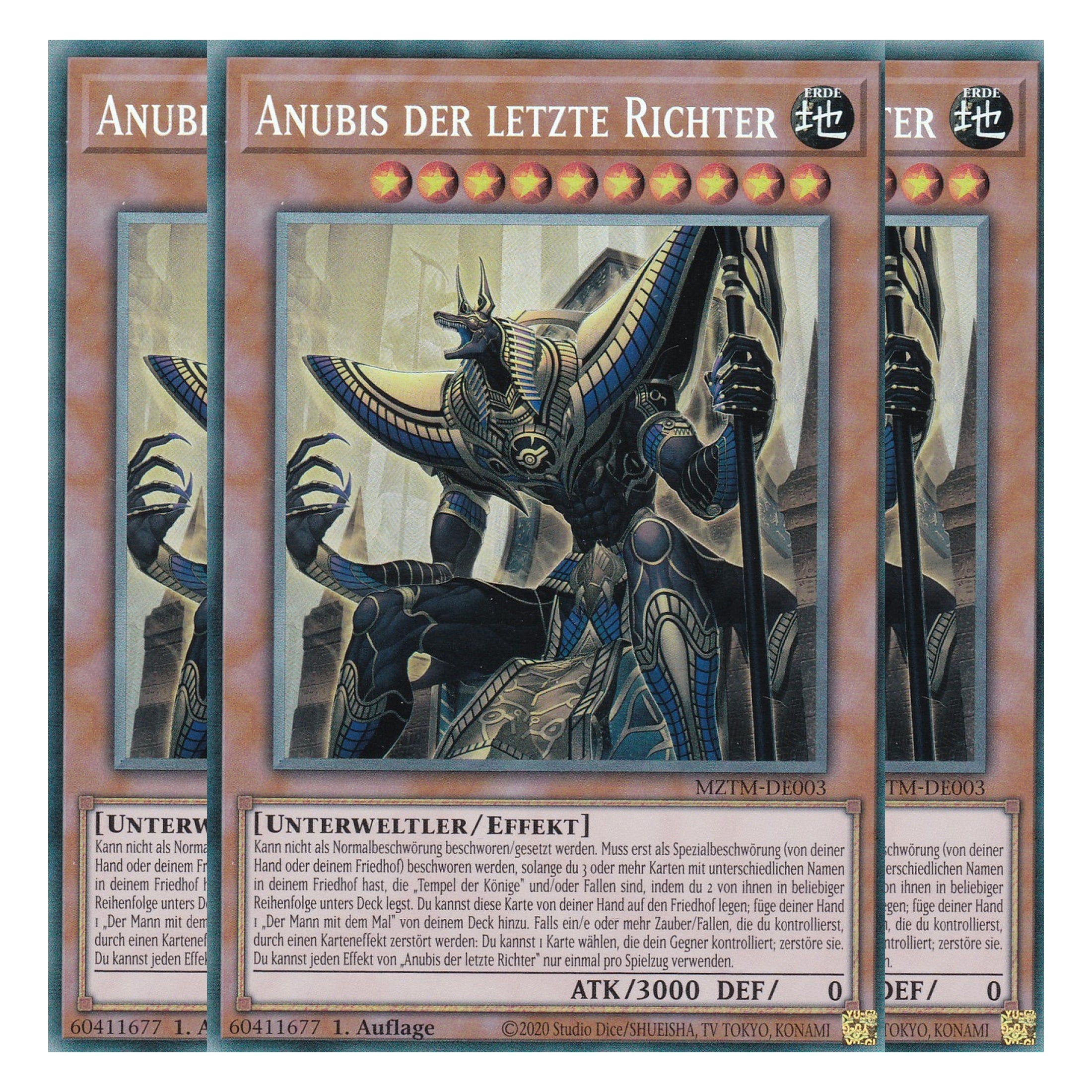 Anubis der letzte Richter - MZTM-DE003 - Collector’s Rare - Deutsch - 1. Auflage - Maze of the Master - Playset (3 Kopien) - Yu-Gi-Oh!