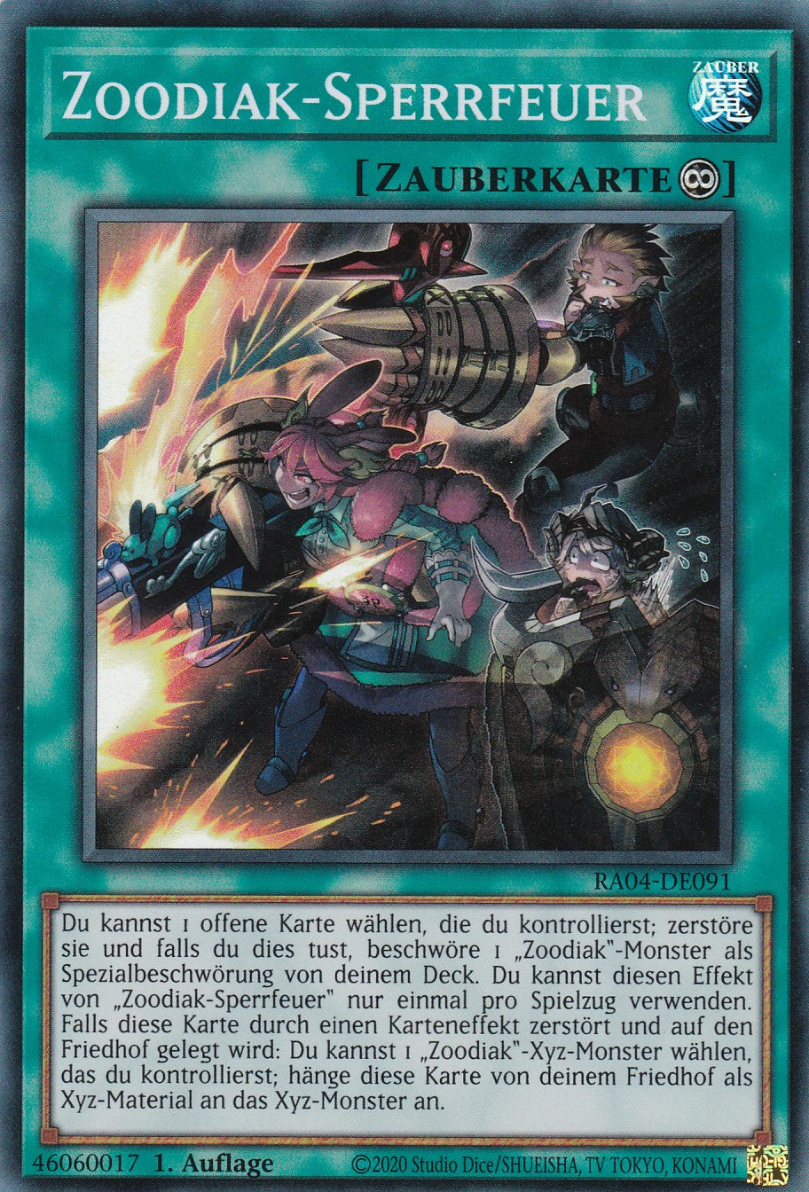 Zoodiak-Sperrfeuer - RA04-DE091 - Super Rare - Deutsch - 1. Auflage - Quarter Century Stampede