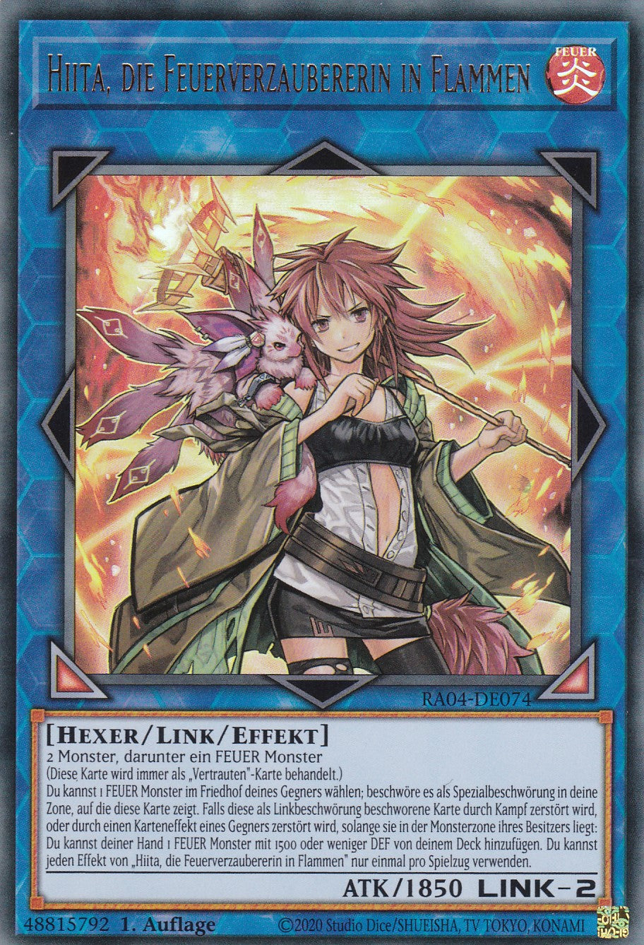Hiita, die Feuerverzaubererin in Flammen - RA04-DE074 - Ultra Rare - Deutsch - 1. Auflage - Quarter Century Stampede