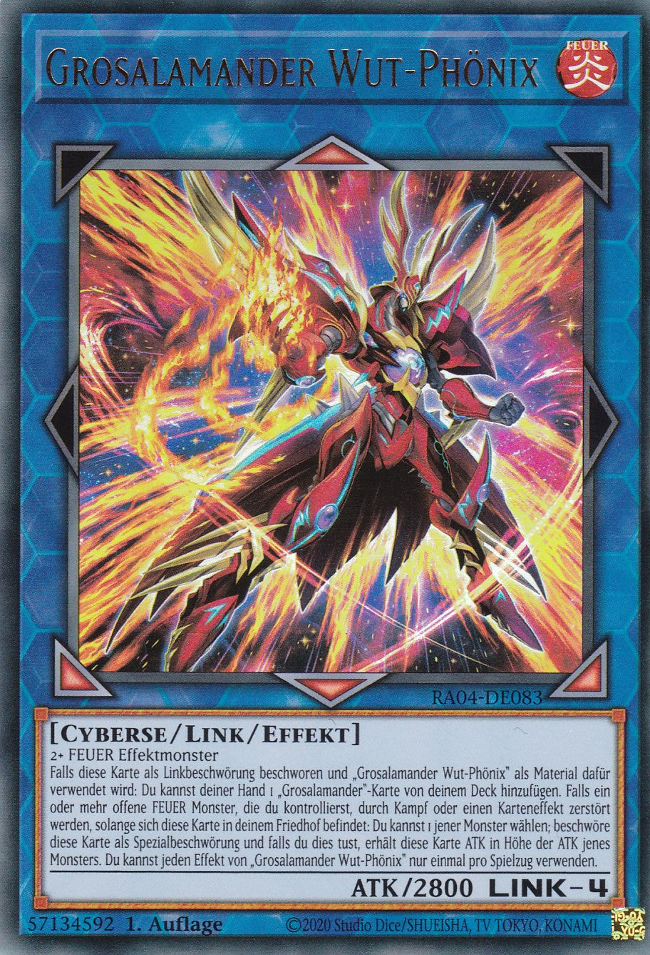 Grosalamander Wut-Phönix - RA04-DE083 - Ultra Rare - Deutsch - 1. Auflage - Quarter Century Stampede