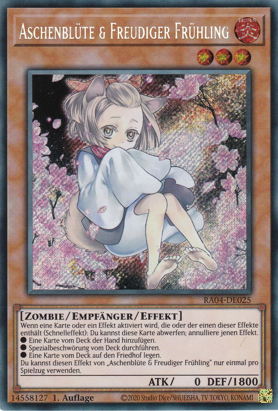 Aschenblüte & Freudiger Frühling - RA04-DE025 - Secret Rare - Deutsch - 1. Auflage - Quarter Century Stampede