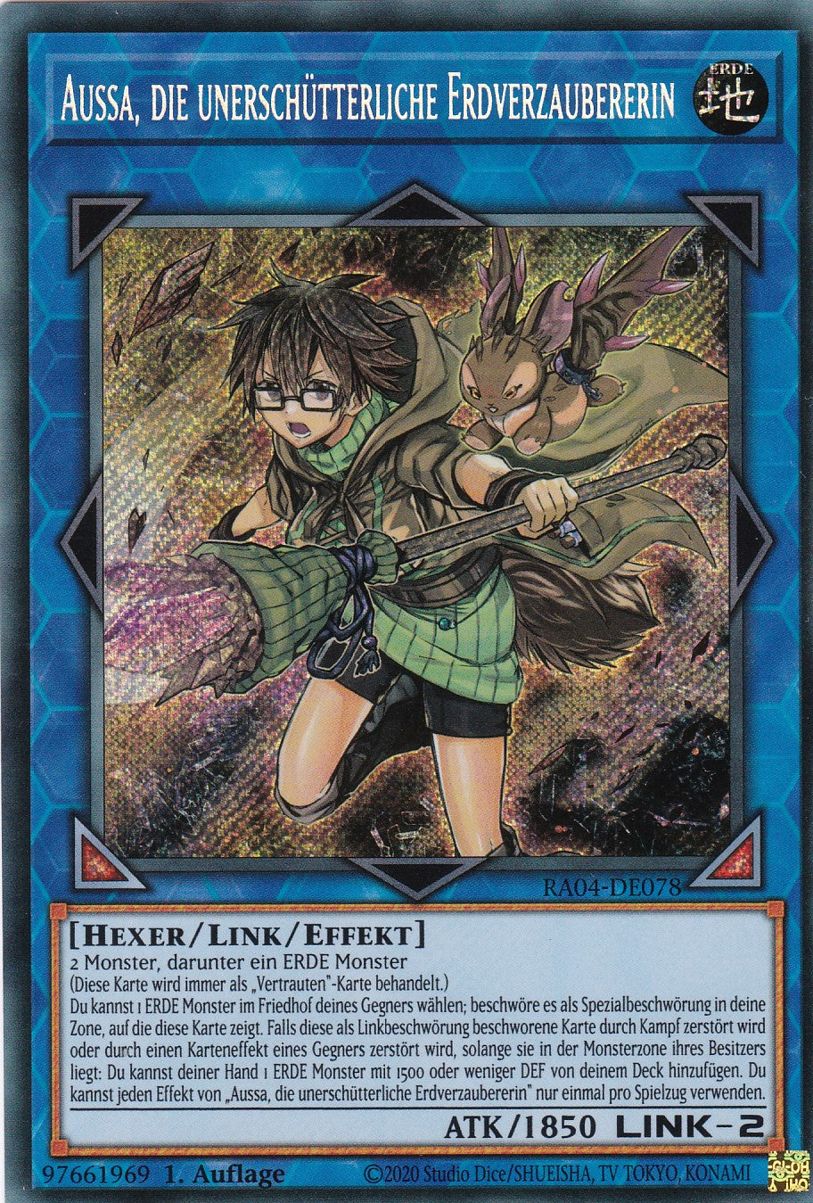 Aussa, die unerschütterliche Erdverzaubererin - RA04-DE078 - Secret Rare - Deutsch - 1. Auflage - Quarter Century Stampede