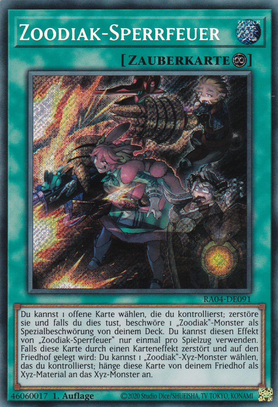 Zoodiak-Sperrfeuer - RA04-DE091 - Secret Rare - Deutsch - 1. Auflage - Quarter Century Stampede