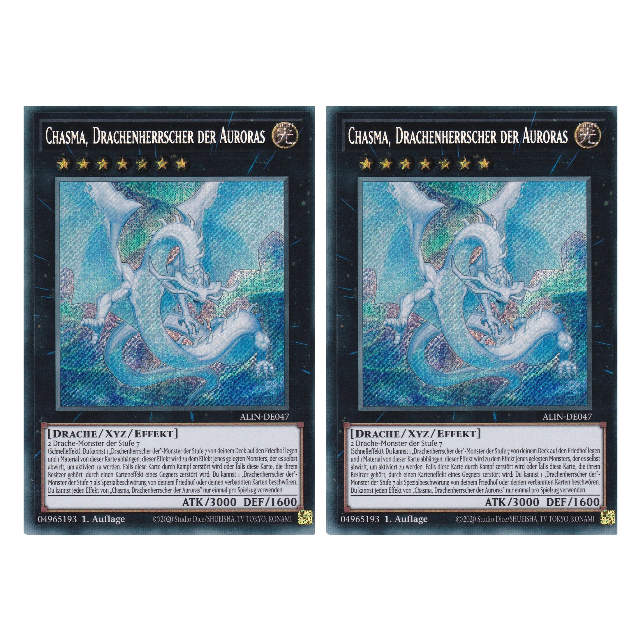 Chasma, Drachenherrscher der Auroras - ALIN-DE047 - Secret Rare - Deutsch - 1. Auflage - Alliance Insight - Playset (3 Kopien) - Yu-Gi-Oh!