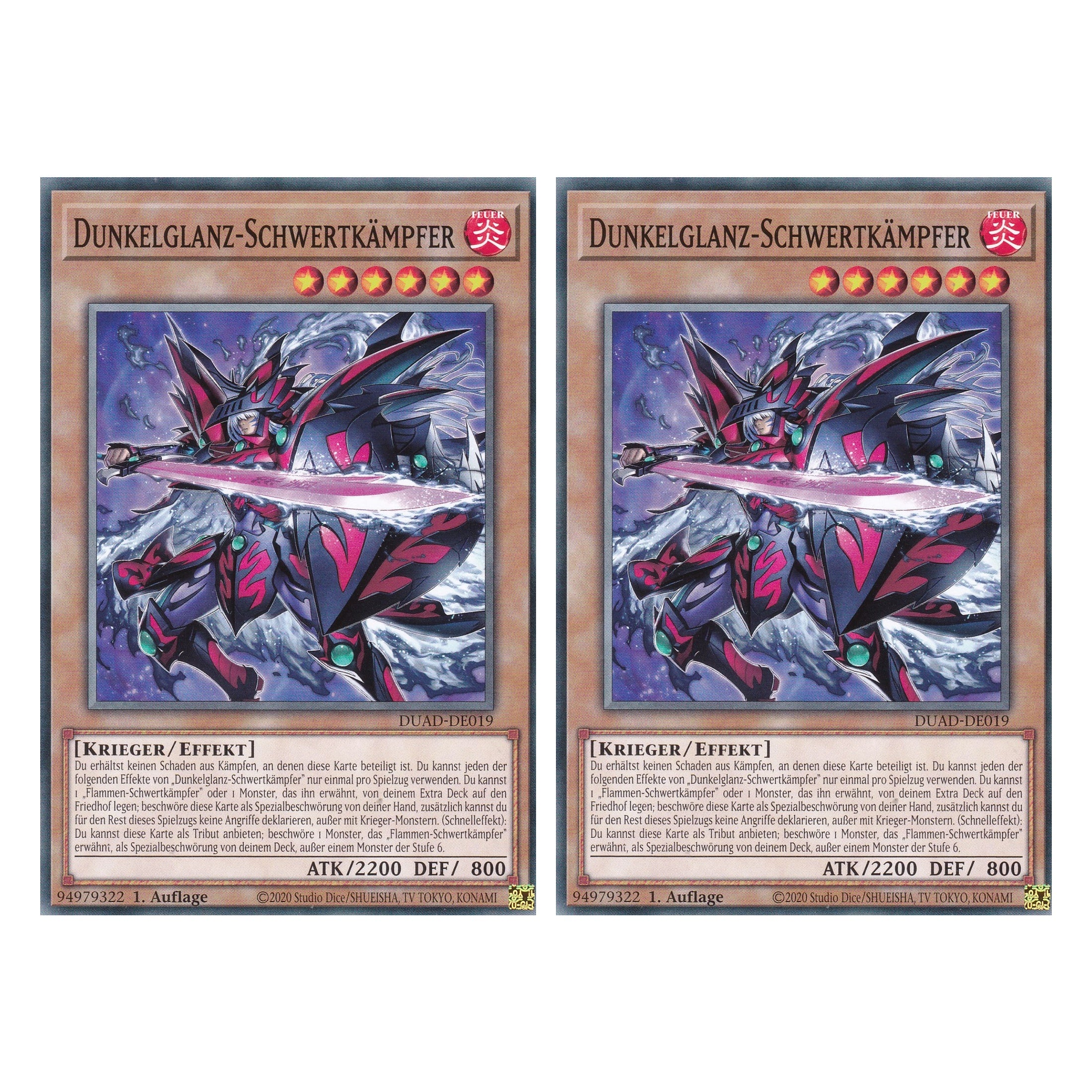Dunkelglanz-Schwertkämpfer - DUAD-DE019 - Common - Deutsch - 1. Auflage - Duelist’s Advance - Duo Set (2 Stück) - Yu-Gi-Oh!