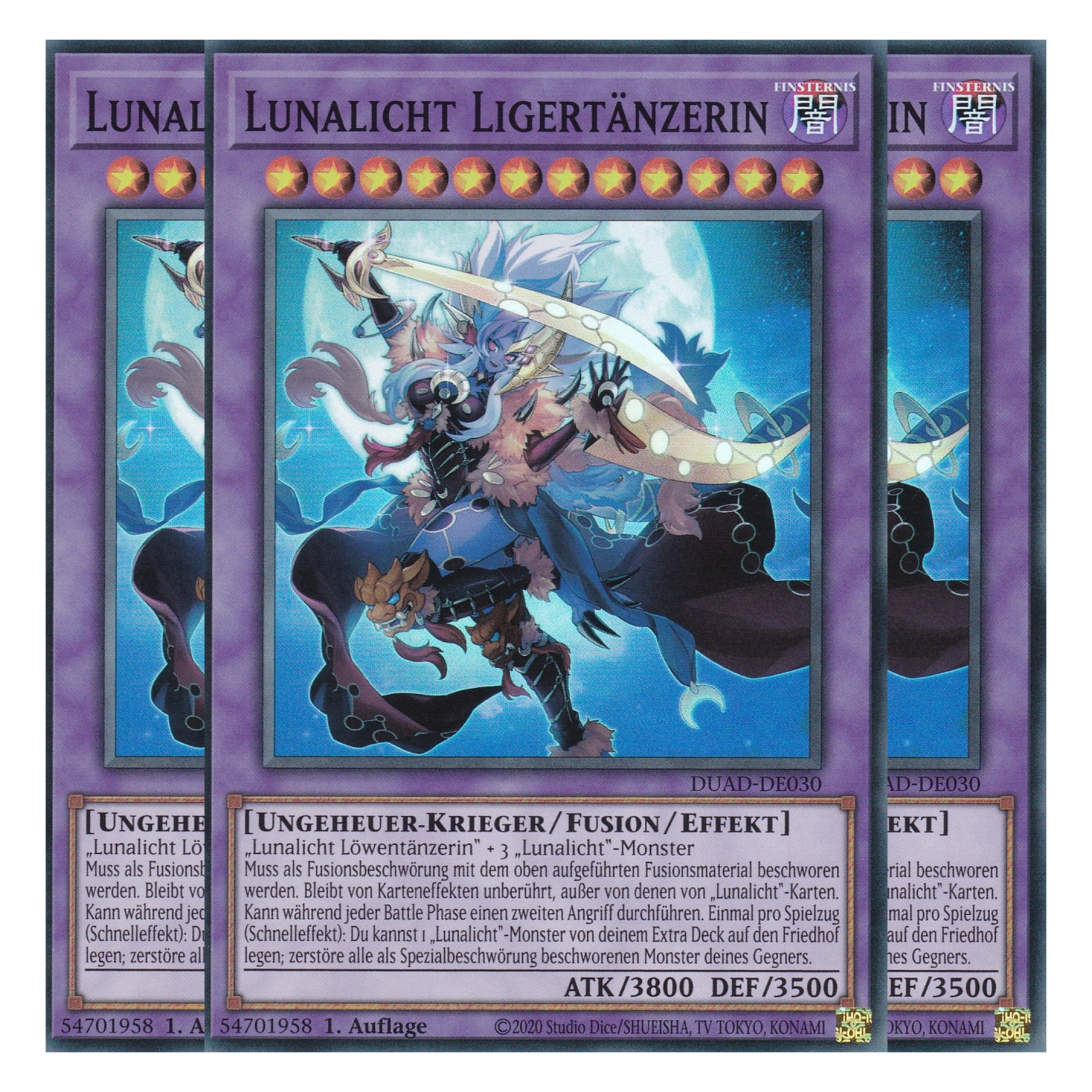 Lunalicht Ligertänzerin - DUAD-DE030 - Super Rare - Deutsch - 1. Auflage - Duelist’s Advance - Playset (3 Kopien) - Yu-Gi-Oh!