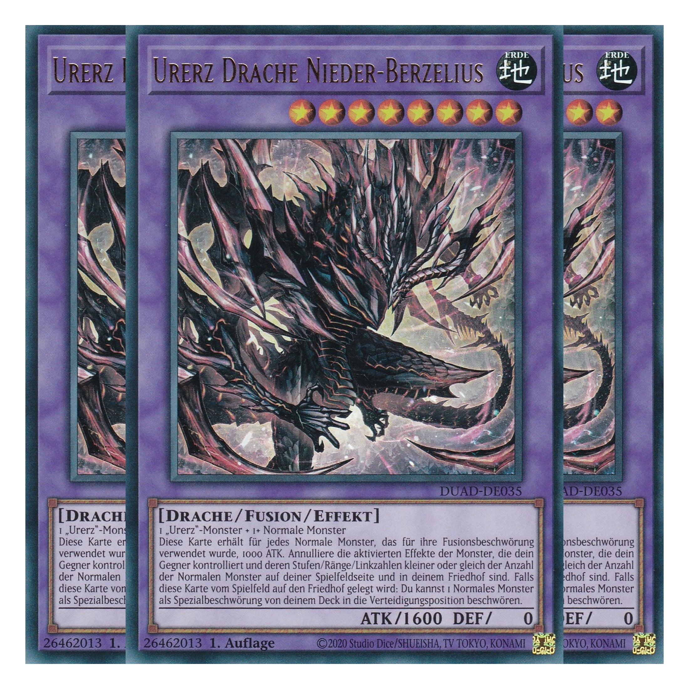Urerz Drache Nieder-Berzelius - DUAD-DE035 - Ultra Rare - Deutsch - 1. Auflage - Duelist’s Advance - Playset (3 Kopien) - Yu-Gi-Oh!