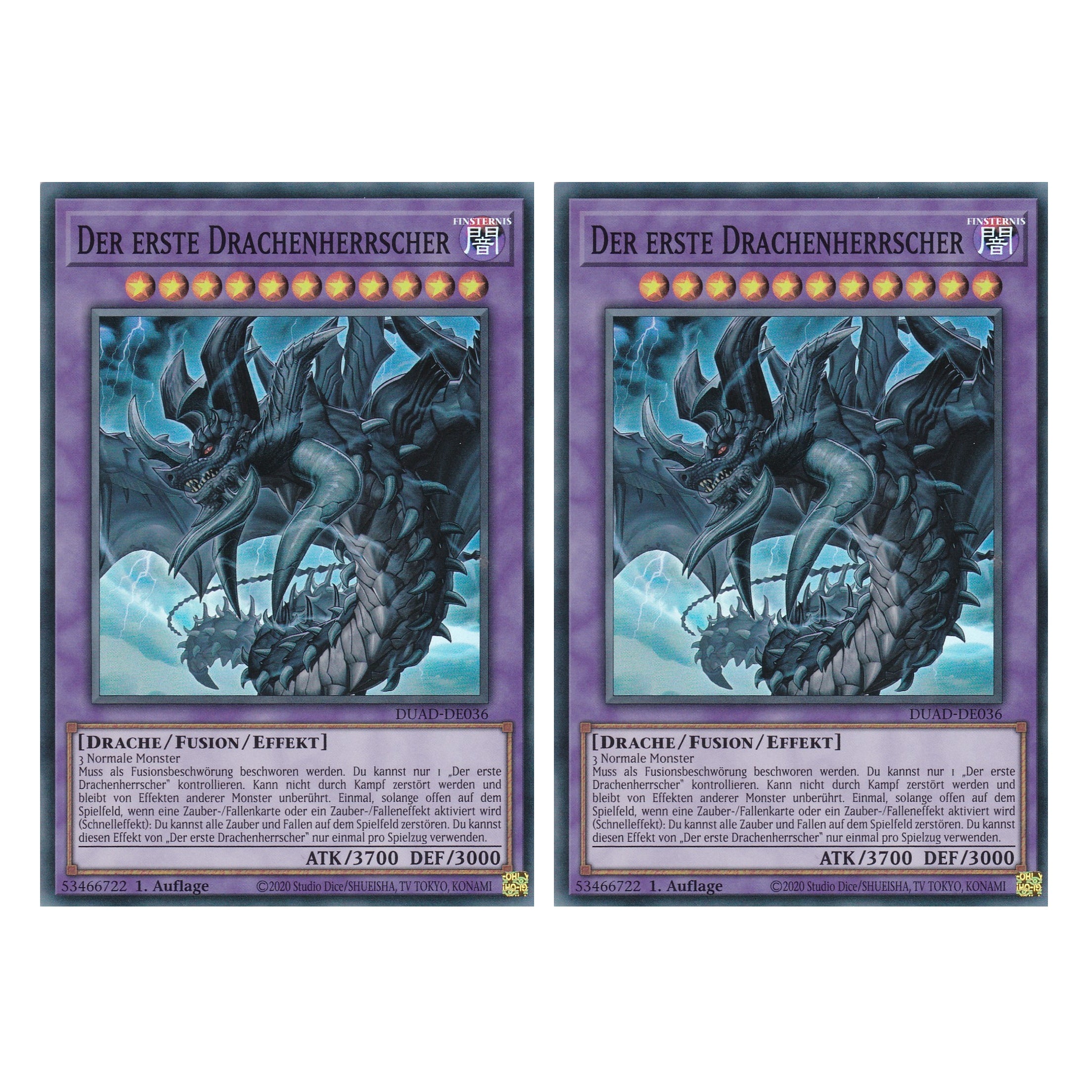 Der erste Drachenherrscher - DUAD-DE036 - Super Rare - Deutsch - 1. Auflage - Duelist’s Advance - Duo Set (2 Stück) - Yu-Gi-Oh!