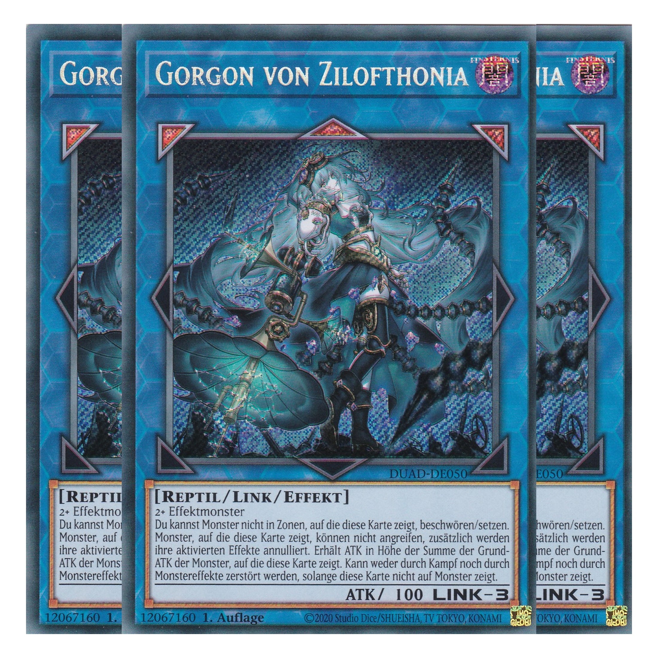 Gorgon von Zilofthonia - DUAD-DE050 - Secret Rare - Deutsch - 1. Auflage - Duelist’s Advance - Playset (3 Kopien) - Yu-Gi-Oh!