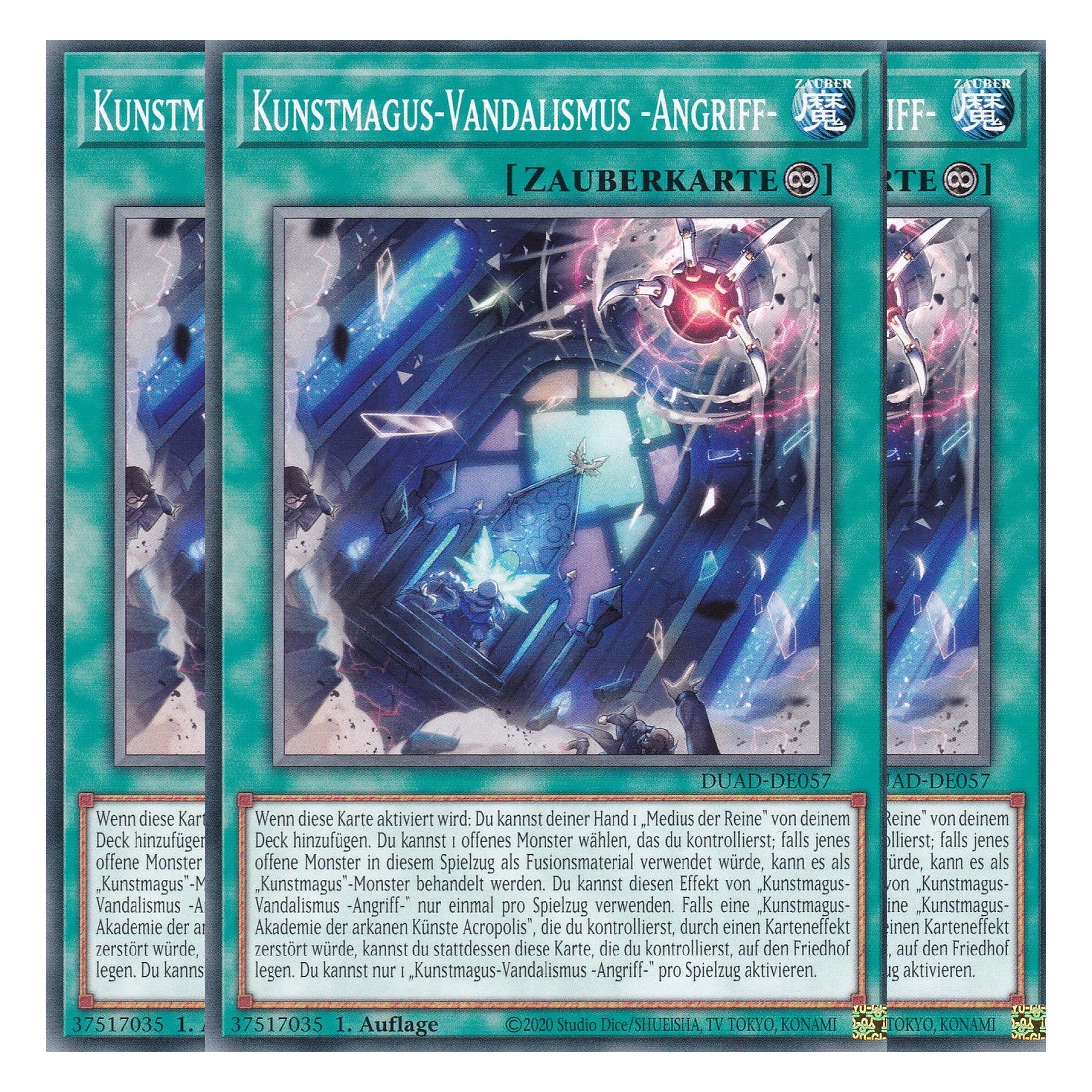 Kunstmagus-Vandalismus -Angriff- - DUAD-DE057 - Common - Deutsch - 1. Auflage - Duelist’s Advance - Playset (3 Kopien) - Yu-Gi-Oh!