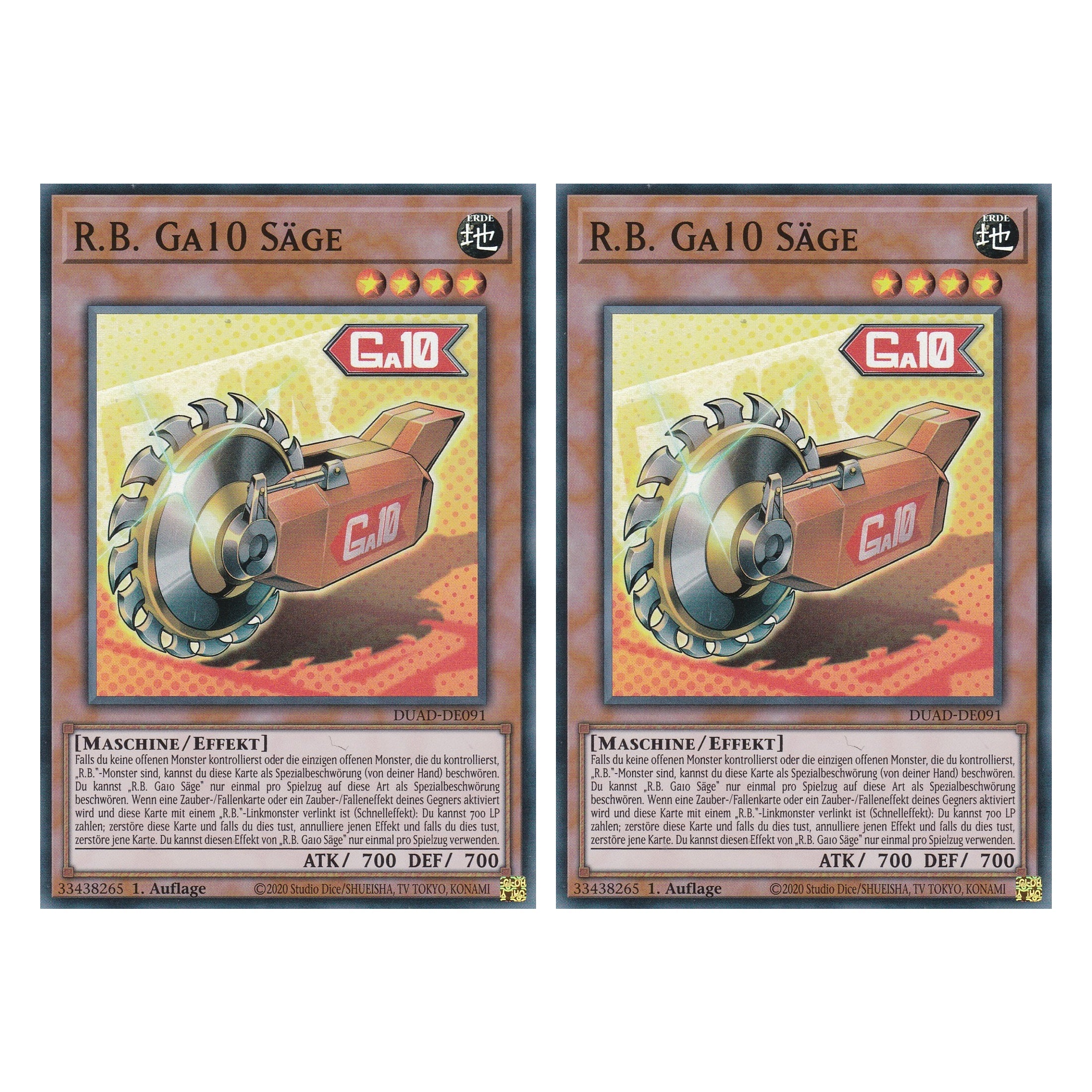 R.B. Ga10 Säge - DUAD-DE091 - Super Rare - Deutsch - 1. Auflage - Duelist’s Advance - Duo Set (2 Stück) - Yu-Gi-Oh!