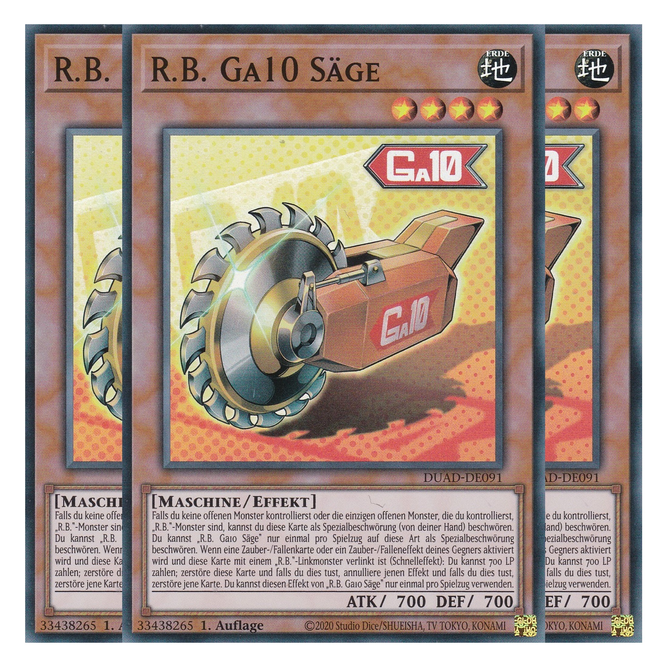 R.B. Ga10 Säge - DUAD-DE091 - Super Rare - Deutsch - 1. Auflage - Duelist’s Advance - Playset (3 Kopien) - Yu-Gi-Oh!
