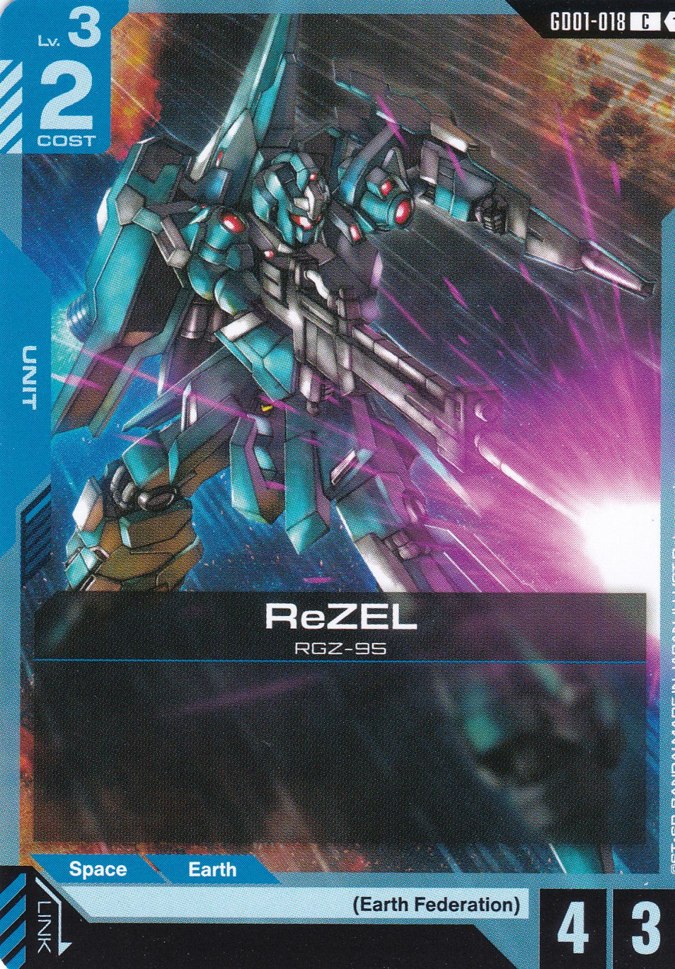 ReZEL RGZ-95 - GD01-018 - Common - Newtype Rising - GUNDAM TCG