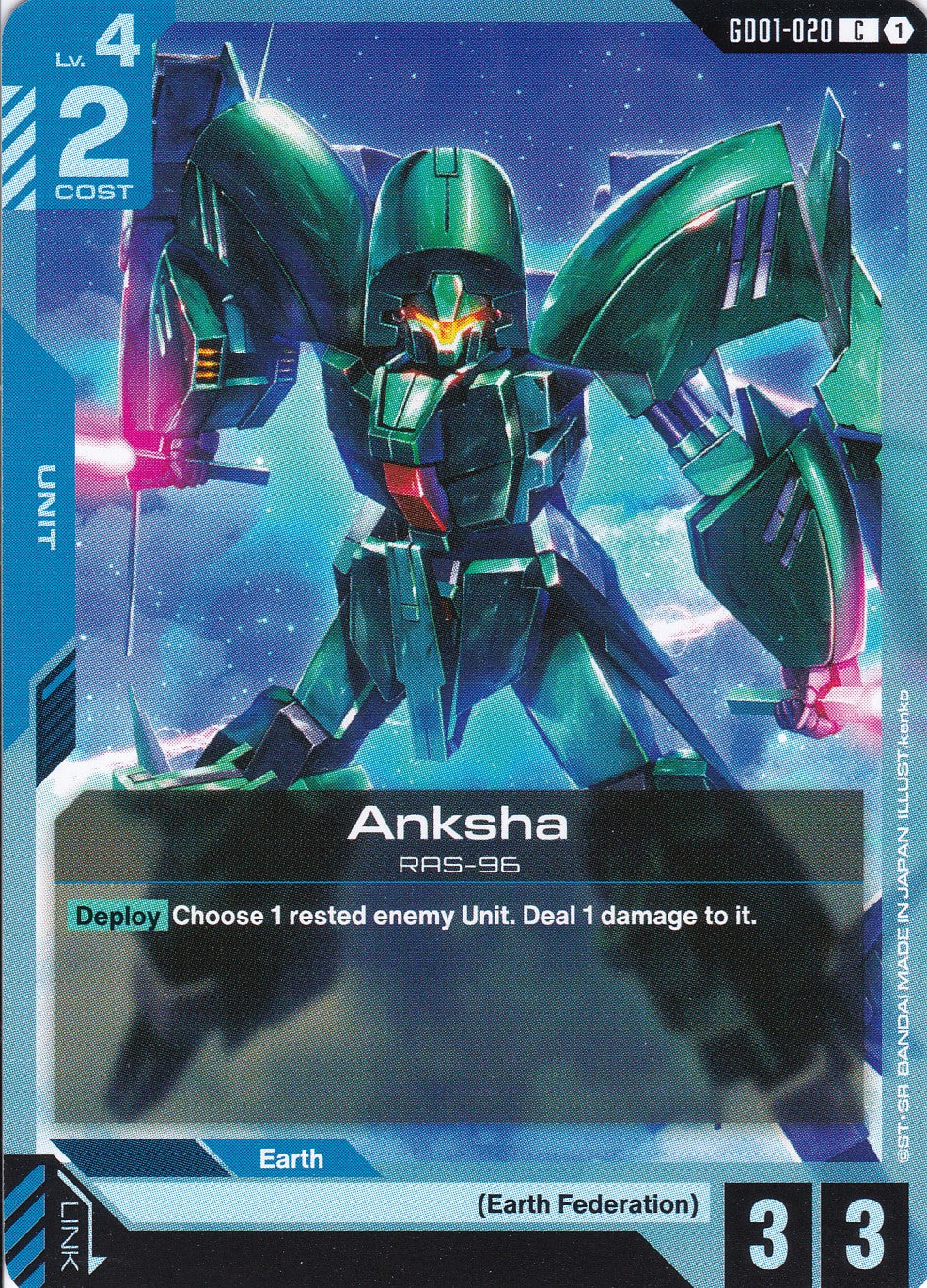 Anksha RAS-96 - GD01-020 - Common - Newtype Rising - GUNDAM TCG