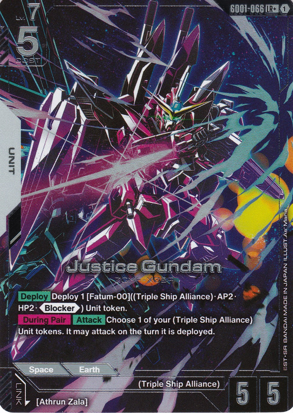 Justice Gundam ZGMF-X09A (Alt. Art) - GD01-066 - Legend Rare - Newtype Rising - GUNDAM TCG