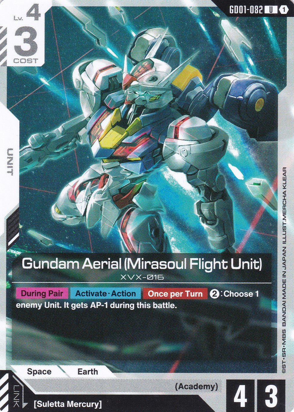 Gundam Aerial (Mirasoul Flight Unit) XVX-016 - GD01-082 - Common - Newtype Rising - GUNDAM TCG