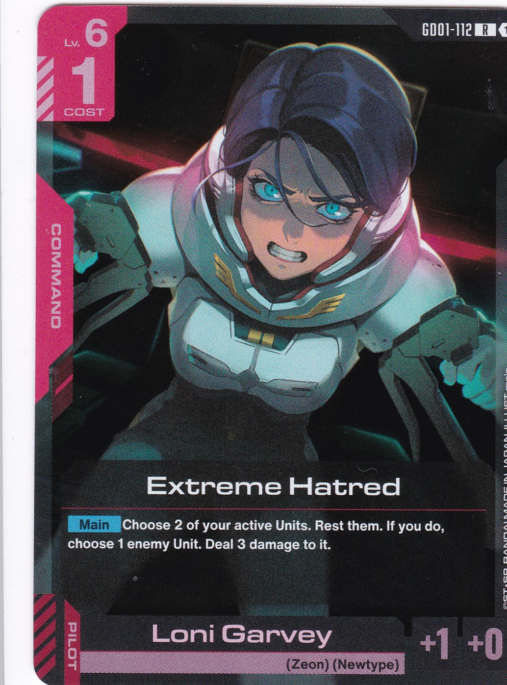 Extreme Hatred - GD01-112 - Rare - Newtype Rising - GUNDAM TCG