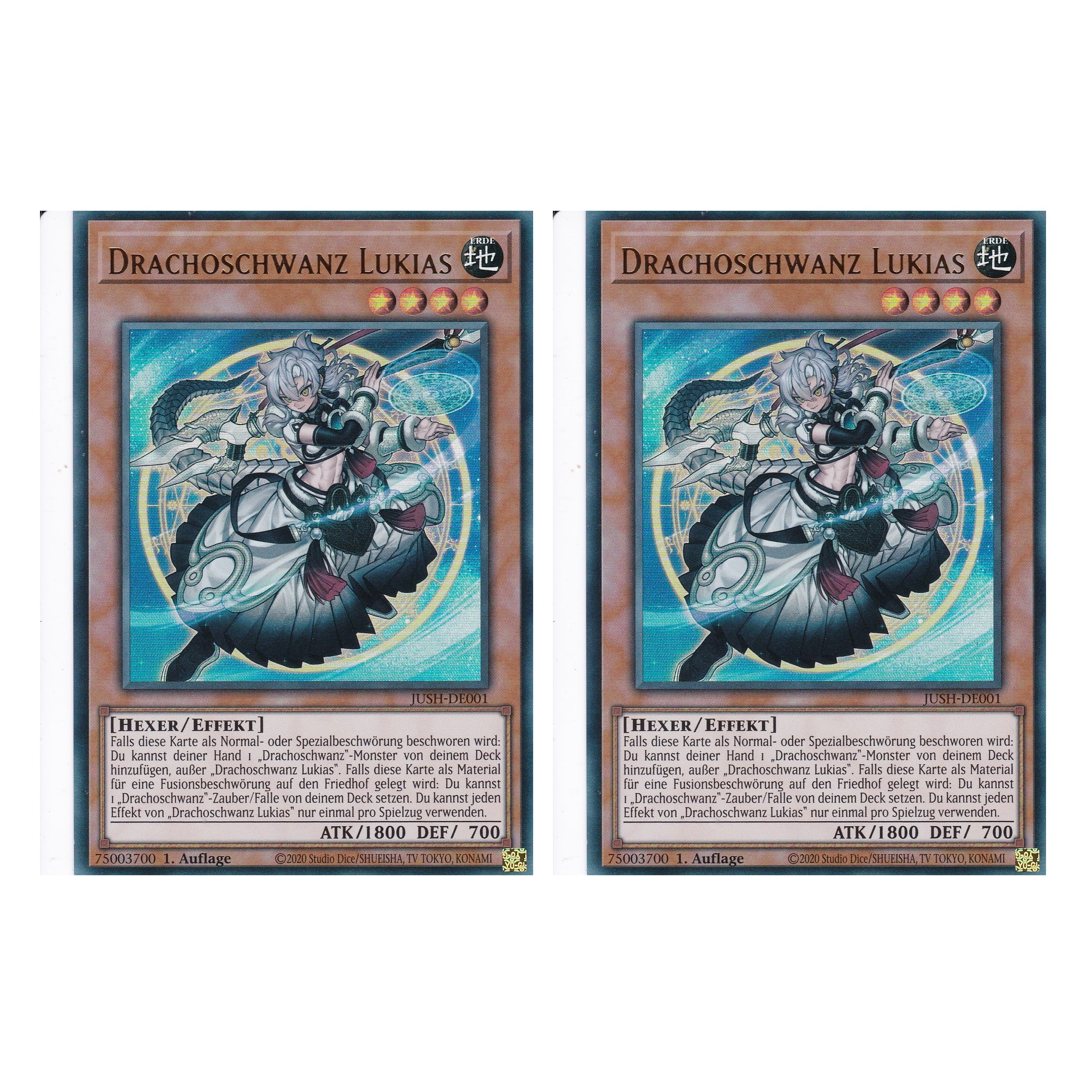 Drachoschwanz Lukias - JUSH-DE001 - Ultra Rare - Deutsch - 1. Auflage - Justice Hunters - Duo Set (2 Stück) - Yu-Gi-Oh!