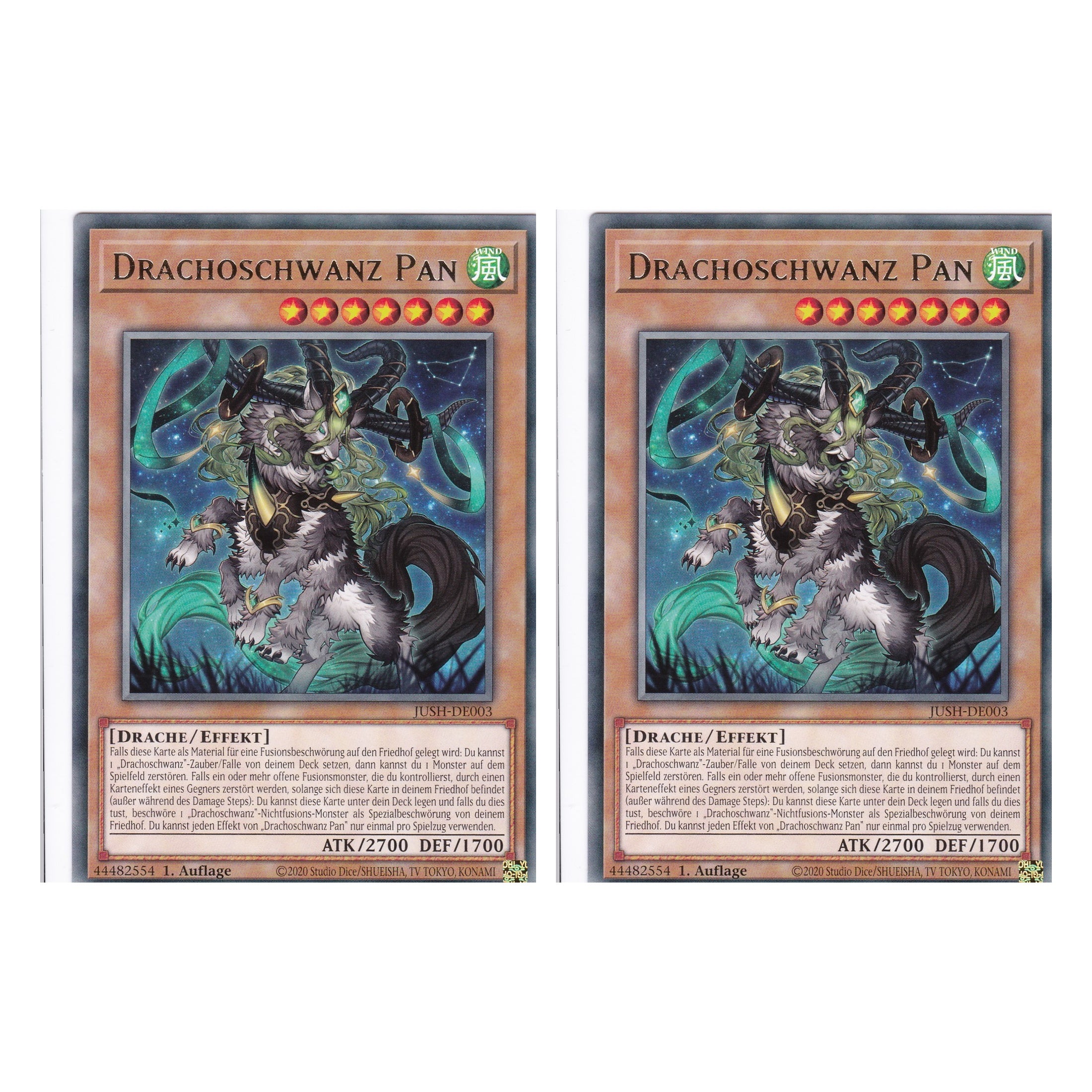 Drachoschwanz Pan - JUSH-DE003 - Rare - Deutsch - 1. Auflage - Justice Hunters - Duo Set (2 Stück) - Yu-Gi-Oh!