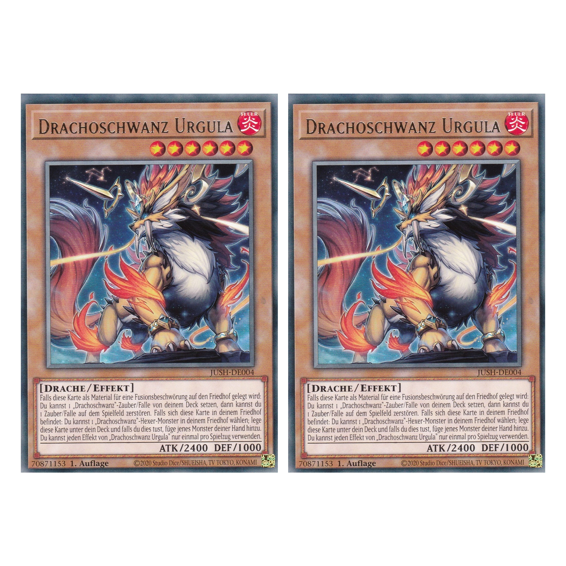 Drachoschwanz Urgula - JUSH-DE004 - Rare - Deutsch - 1. Auflage - Justice Hunters - Duo Set (2 Stück) - Yu-Gi-Oh!