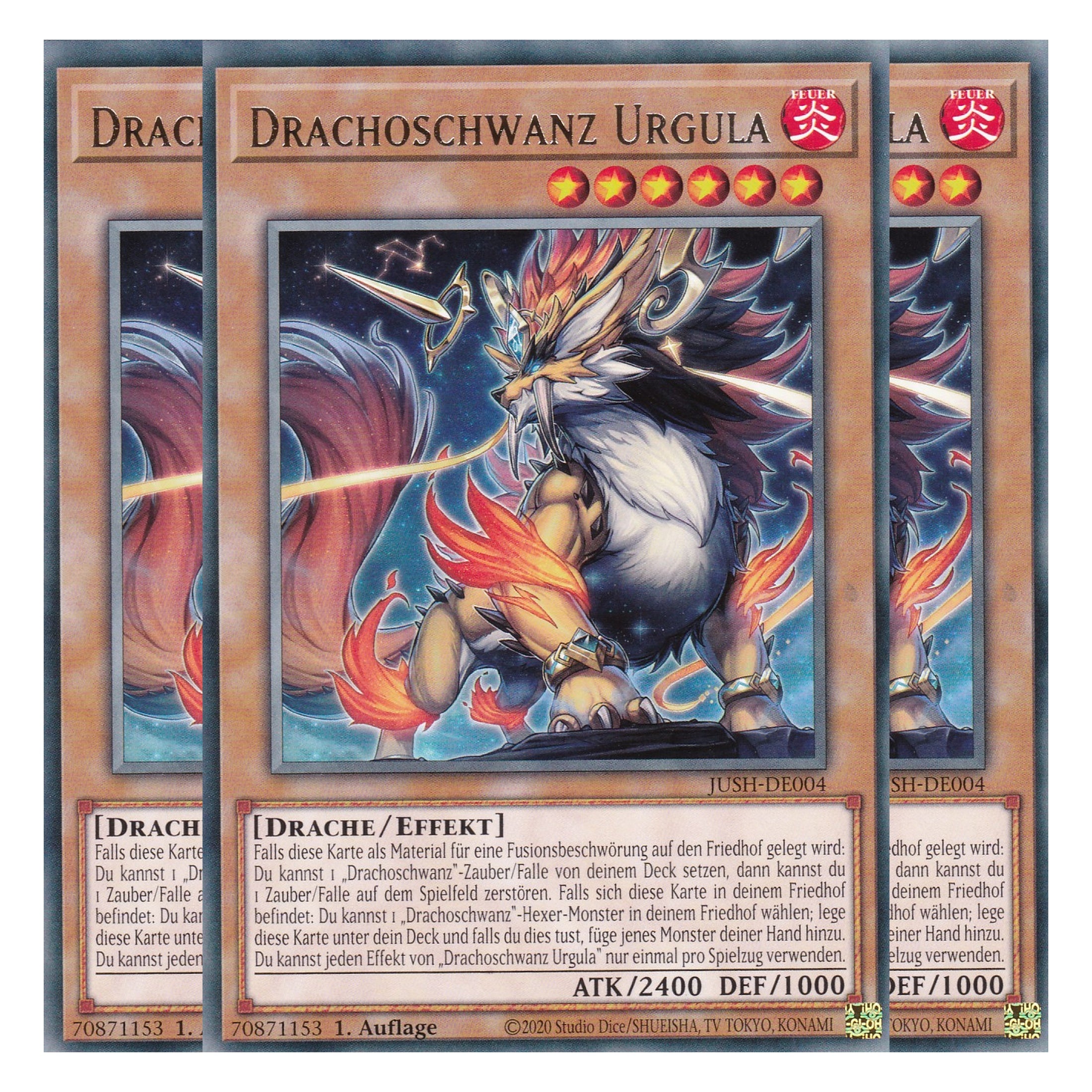 Drachoschwanz Urgula - JUSH-DE004 - Rare - Deutsch - 1. Auflage - Justice Hunters - Playset (3 Kopien) - Yu-Gi-Oh!