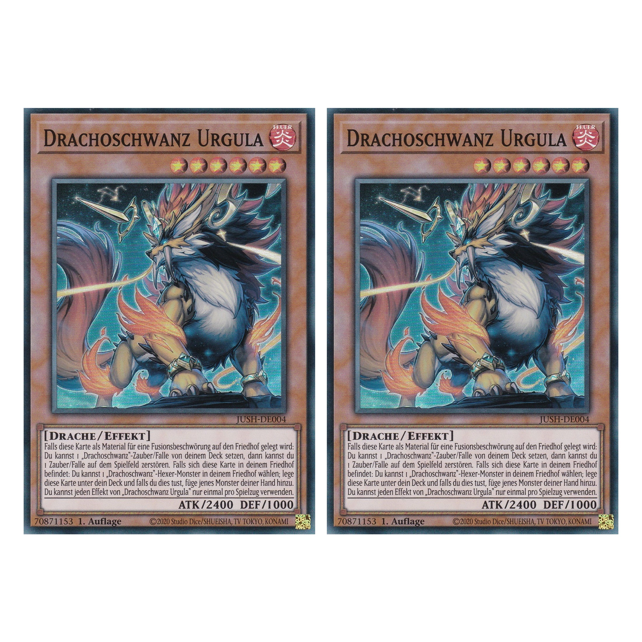 Drachoschwanz Urgula - JUSH-DE004 - Super Rare - Deutsch - 1. Auflage - Justice Hunters - Duo Set (2 Stück) - Yu-Gi-Oh!