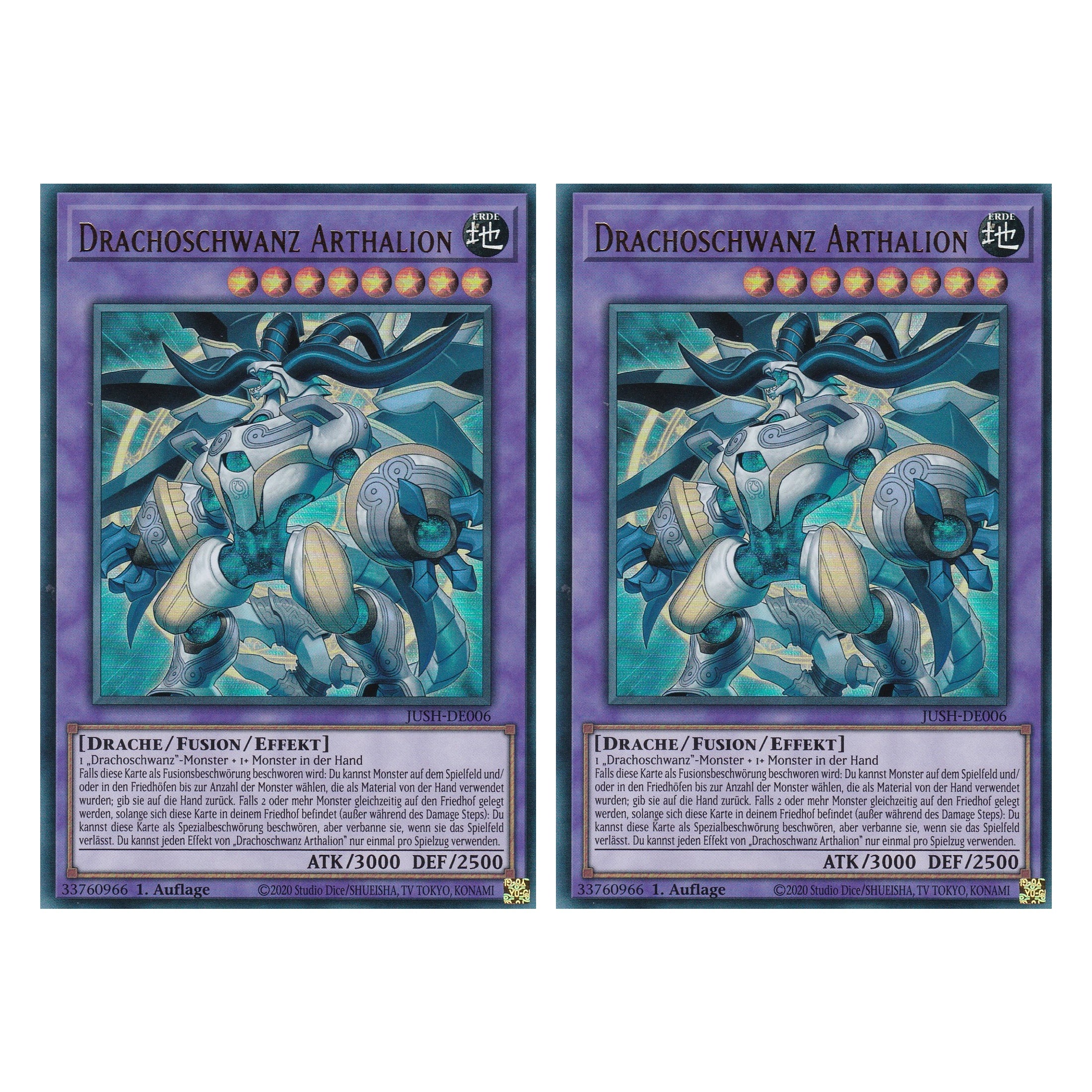 Drachoschwanz Arthalion - JUSH-DE006 - Ultra Rare - Deutsch - 1. Auflage - Justice Hunters - Duo Set (2 Stück) - Yu-Gi-Oh!