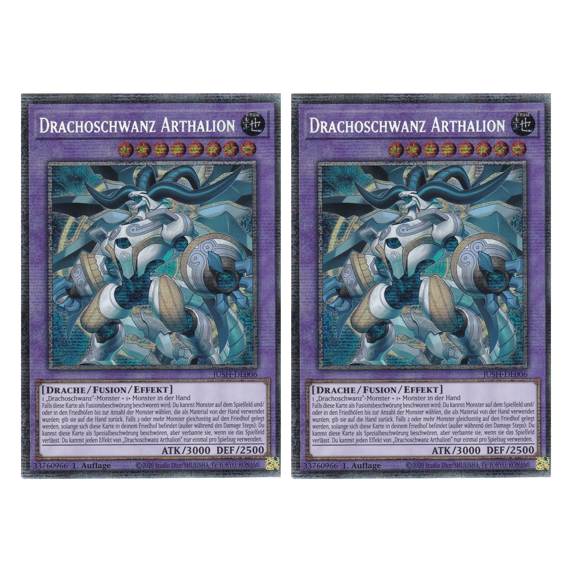 Drachoschwanz Arthalion - JUSH-DE006 - Starlight Rare - Deutsch - 1. Auflage - Justice Hunters - Duo Set (2 Stück) - Yu-Gi-Oh!