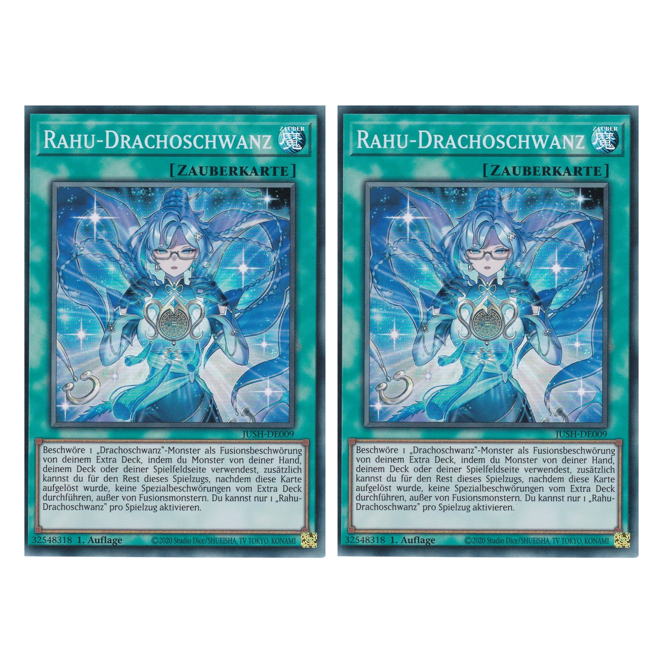 Rahu Drachoschwanz - JUSH-DE009 - Super Rare - Deutsch - 1. Auflage - Justice Hunters - Duo Set (2 Stück) - Yu-Gi-Oh!