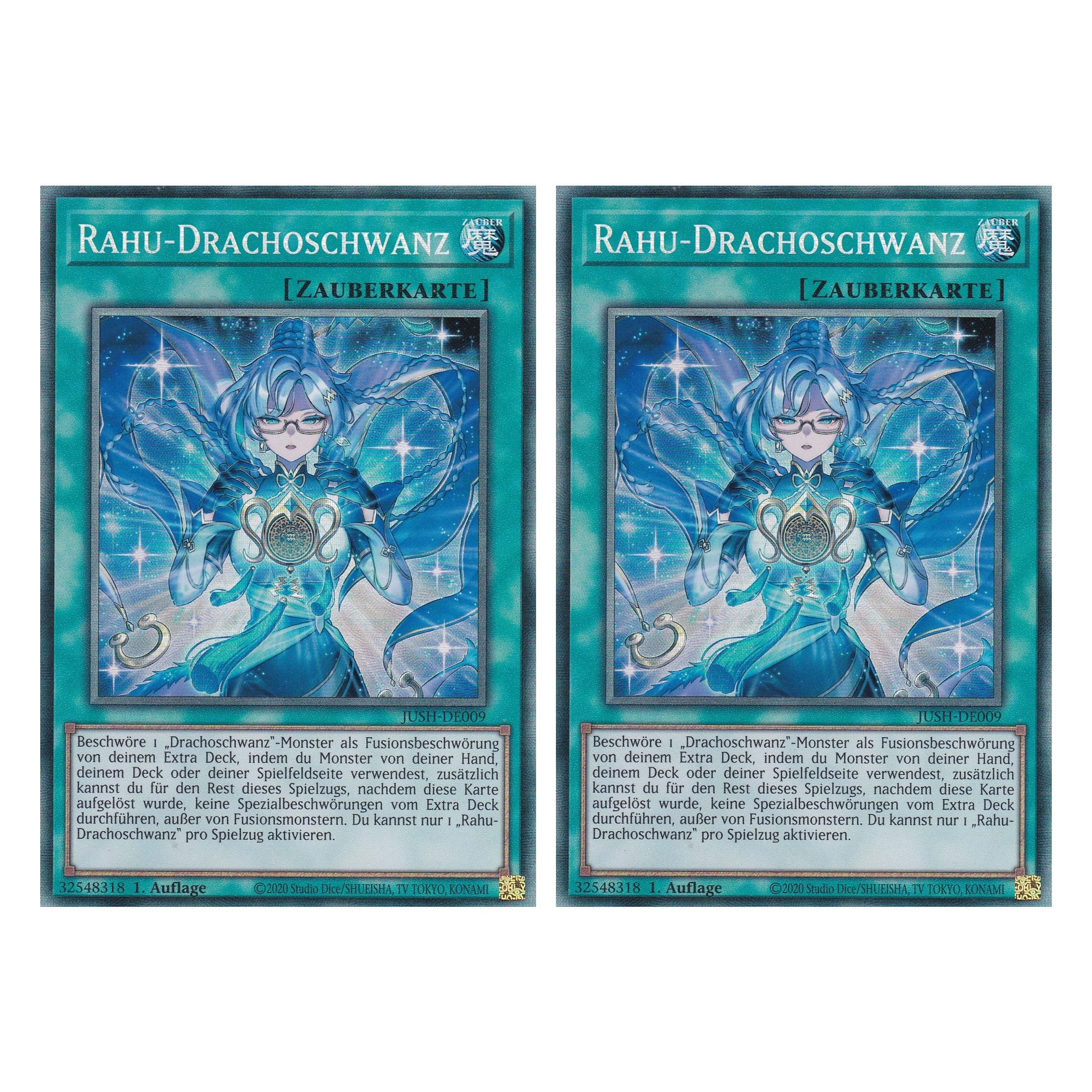 Rahu Drachoschwanz - JUSH-DE009 - Collector’s Rare - Deutsch - 1. Auflage - Justice Hunters - Duo Set (2 Stück) - Yu-Gi-Oh!