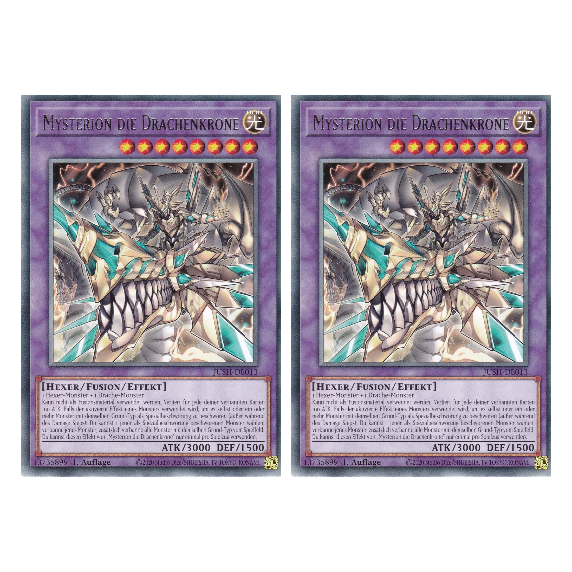 Mysterion die Drachenkrone - JUSH-DE013 - Rare - Deutsch - 1. Auflage - Justice Hunters - Duo Set (2 Stück) - Yu-Gi-Oh!
