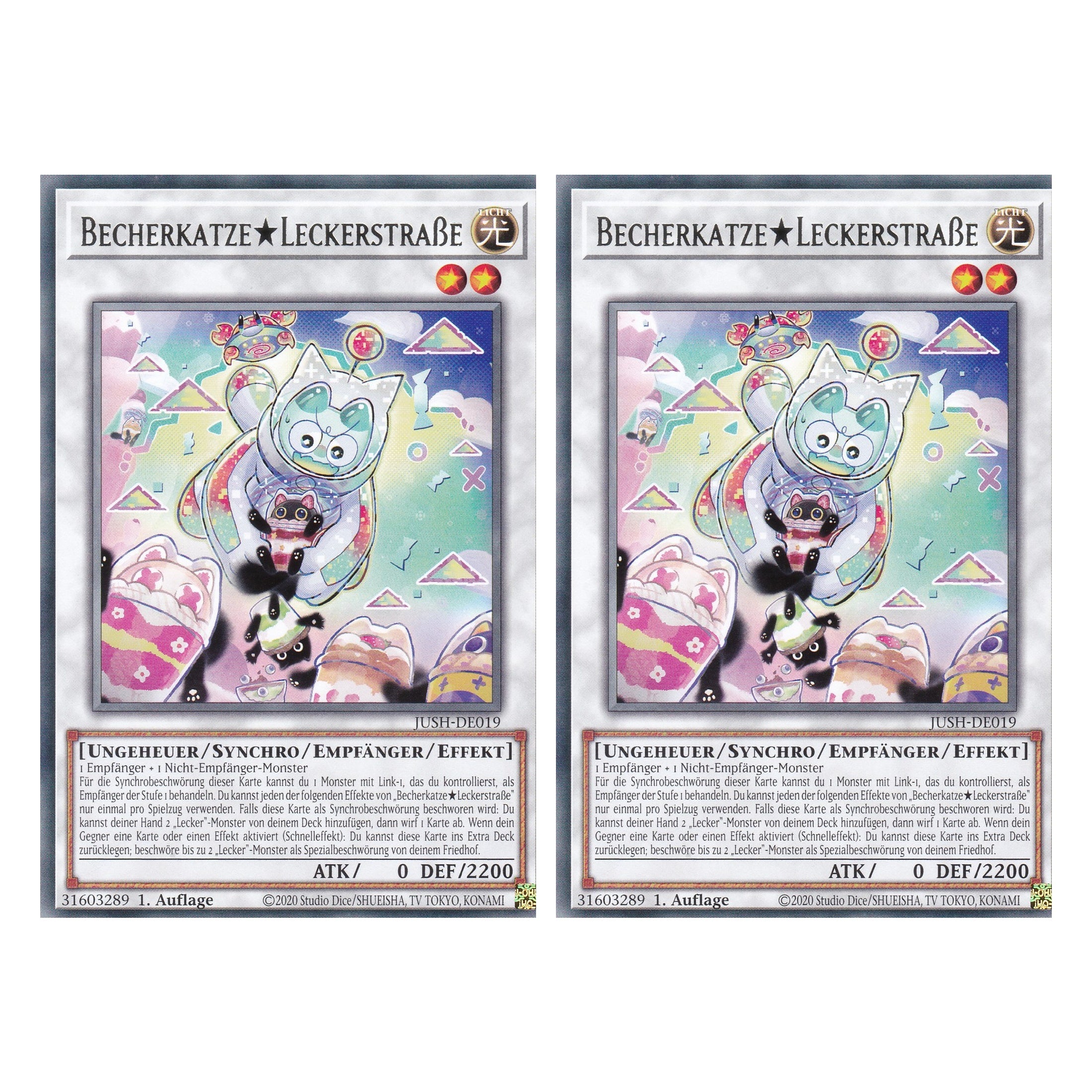 Becherkatze Leckerstraße - JUSH-DE019 - Rare - Deutsch - 1. Auflage - Justice Hunters - Duo Set (2 Stück) - Yu-Gi-Oh!