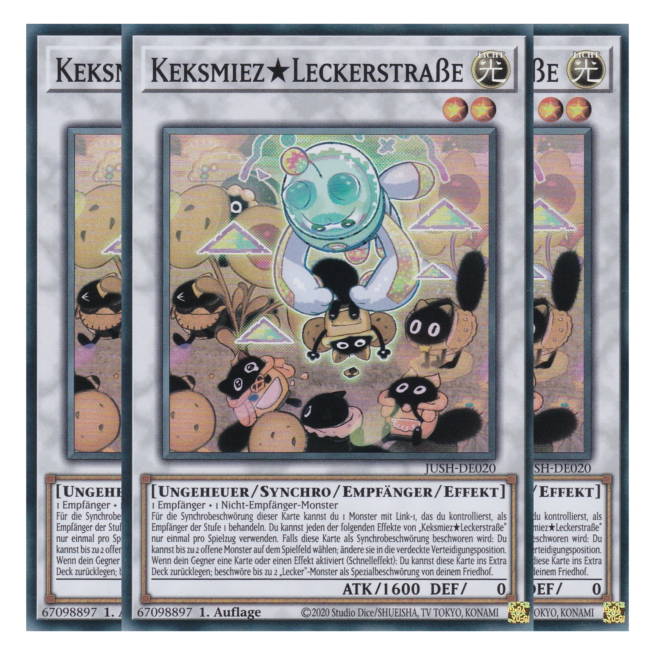 Keksmiez Leckerstraße - JUSH-DE020 - Super Rare - Deutsch - 1. Auflage - Justice Hunters - Playset (3 Kopien) - Yu-Gi-Oh!